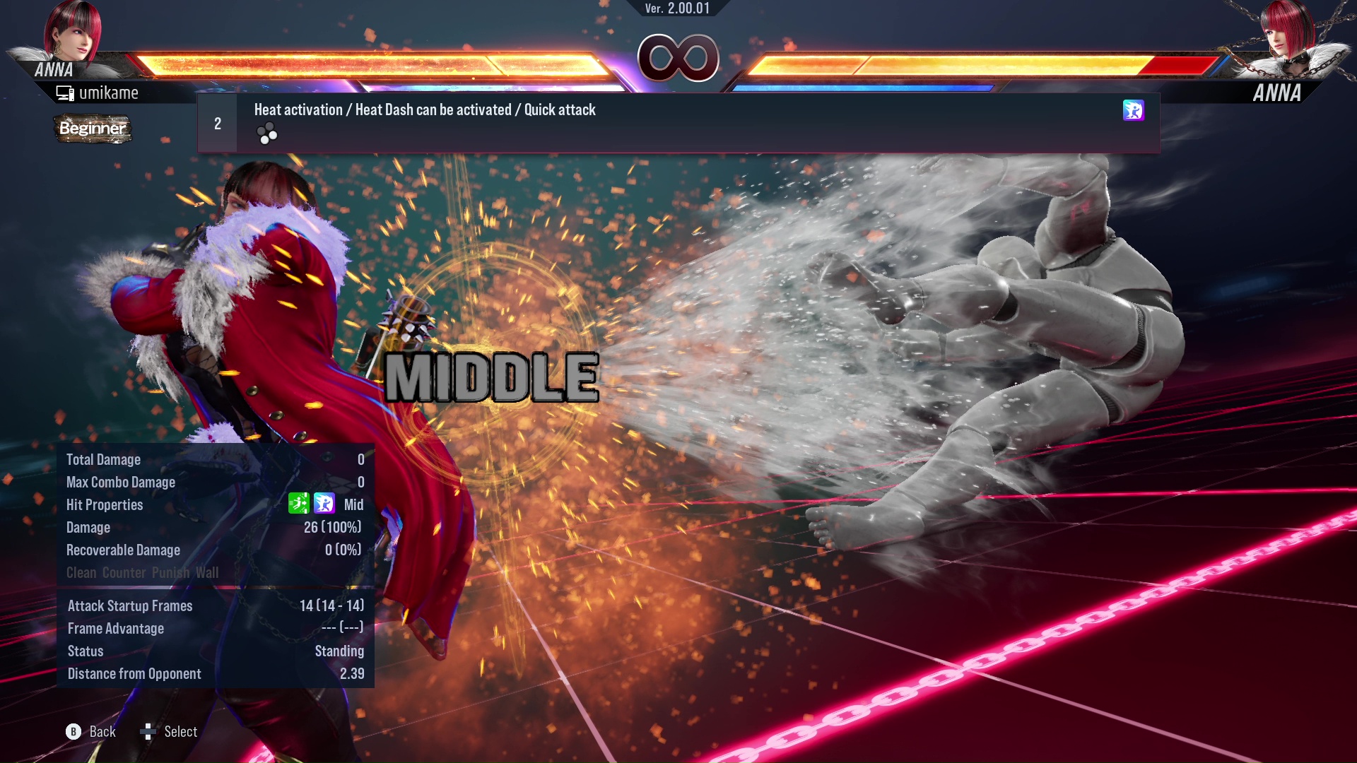 Heat activation / Heat Dash can be activated / Quick attack