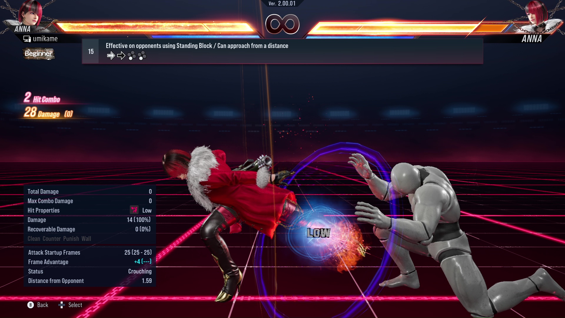 Effective on opponents using Standing Block / Can approach from a distance