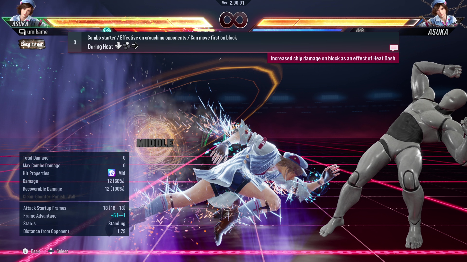 Combo starter / Effective on crouching opponents / Can move first on block