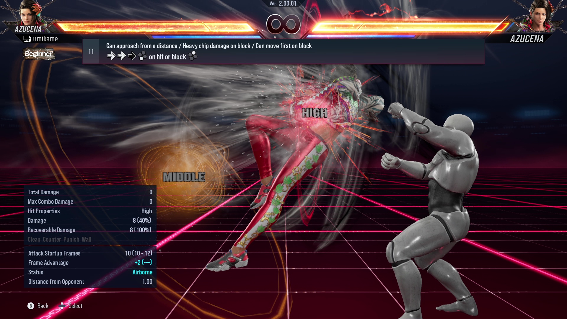 Can approach from a distance / Heavy chip damage / Can move first on block