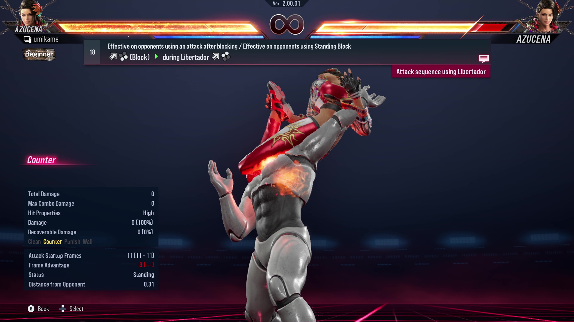 Effective on opponents using an attack after blocking / Effective on opponents using Standing Block