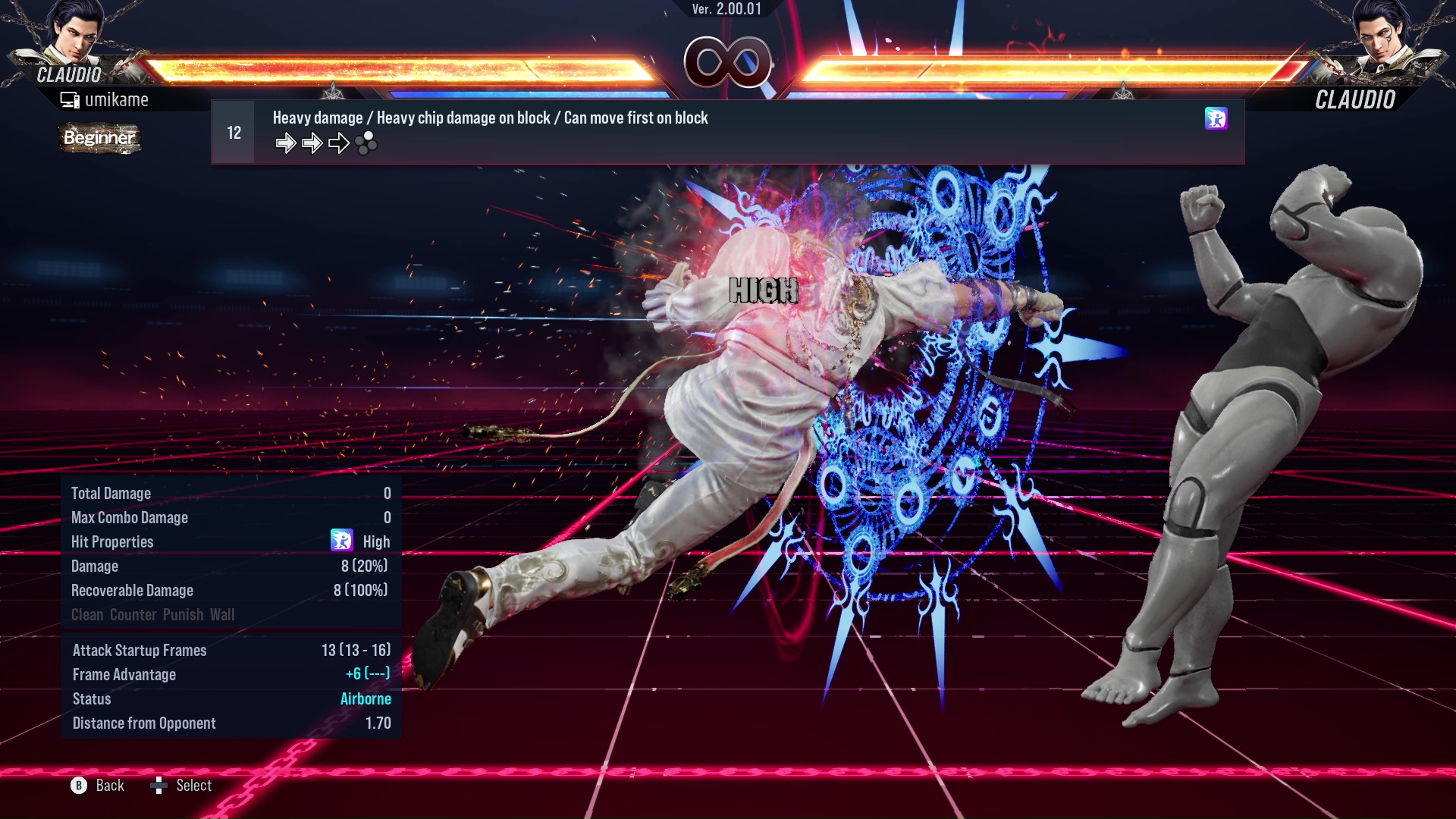 Heavy damage / Heavy chip damage / Can move first on block