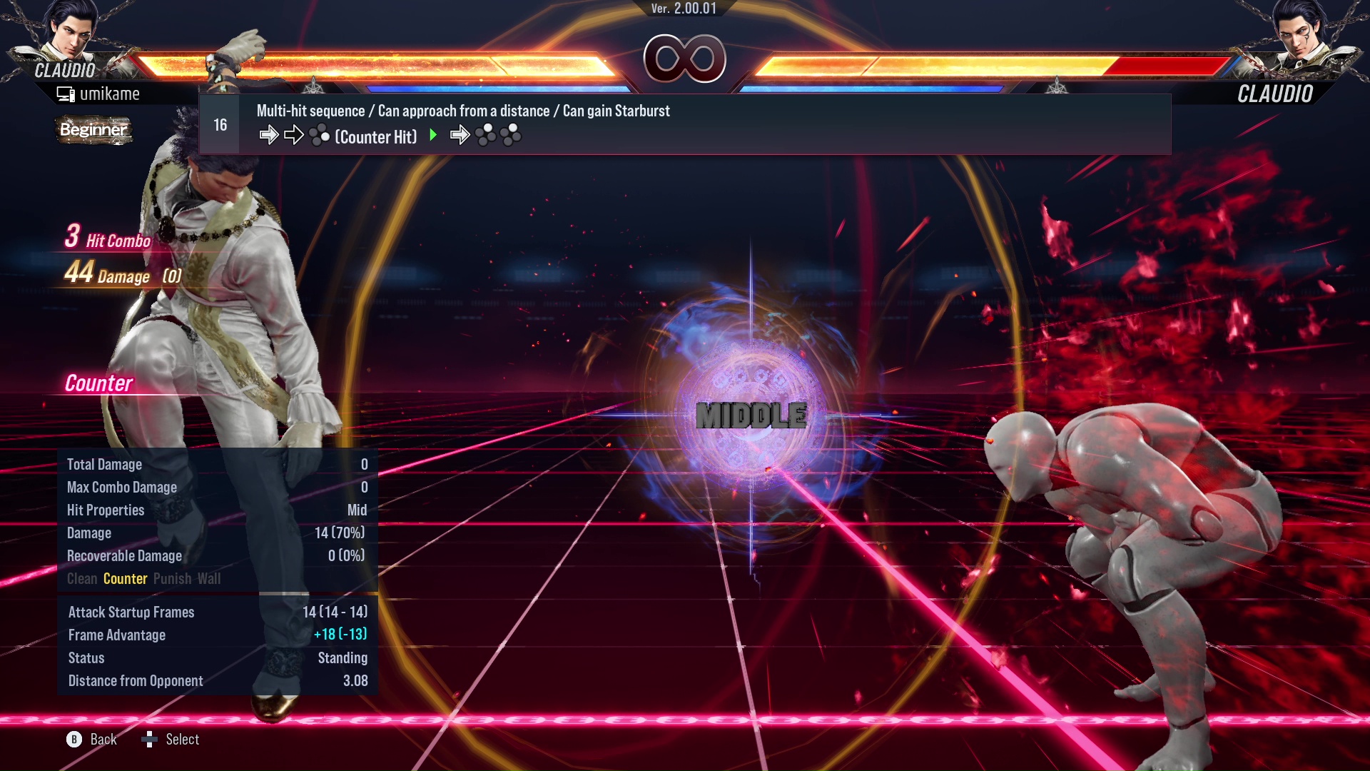 Multi-hit sequence / Can approach from a distance / Can gain Starburst