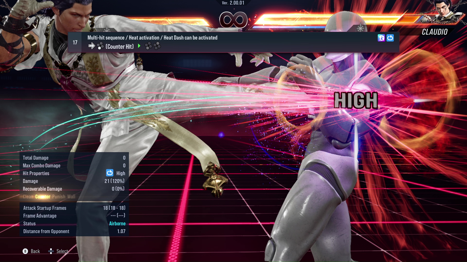 Multi-hit sequence / Heat activation / Heat Dash can be activated