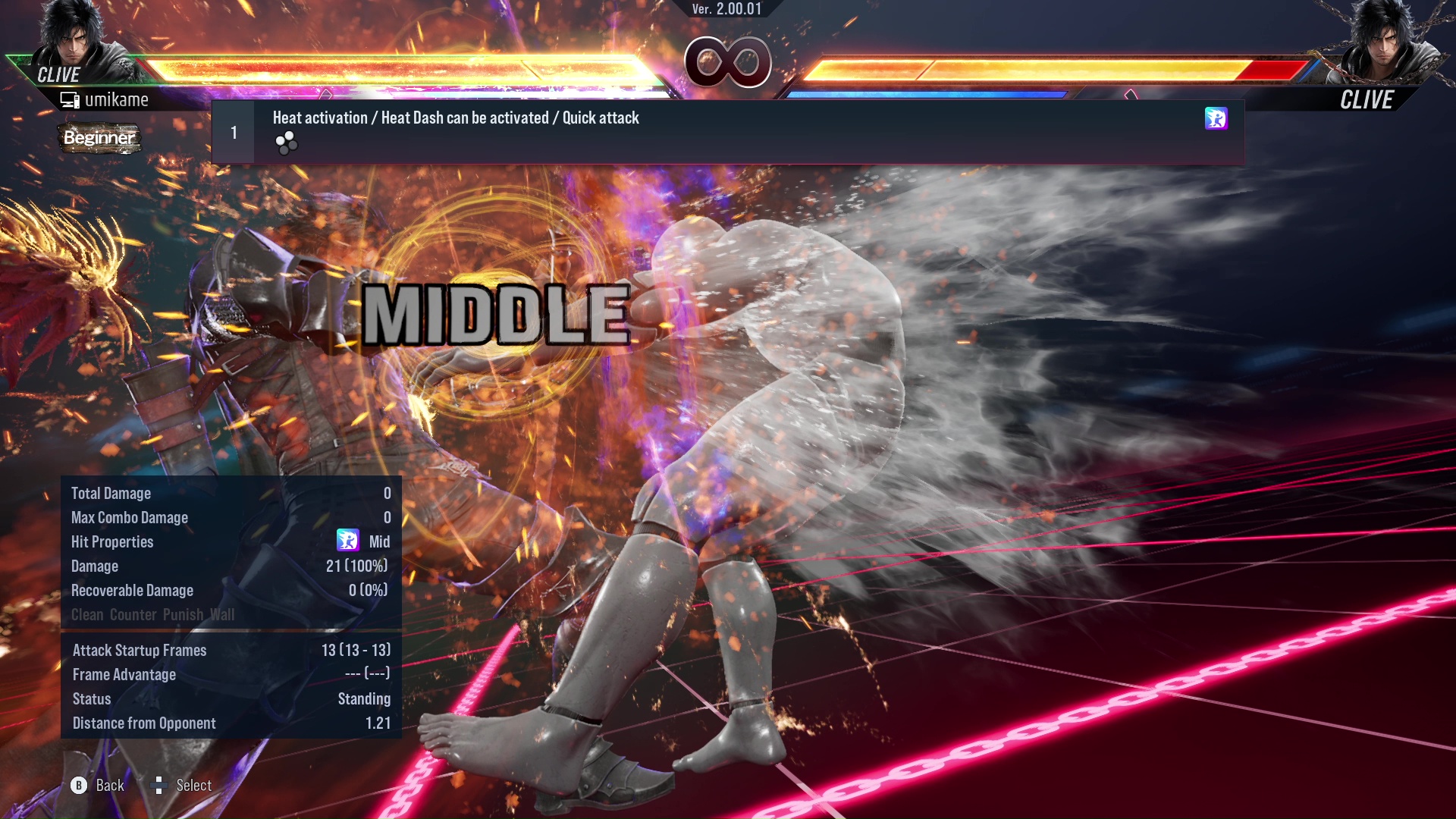 Heat activation / Heat Dash can be activated / Quick attack