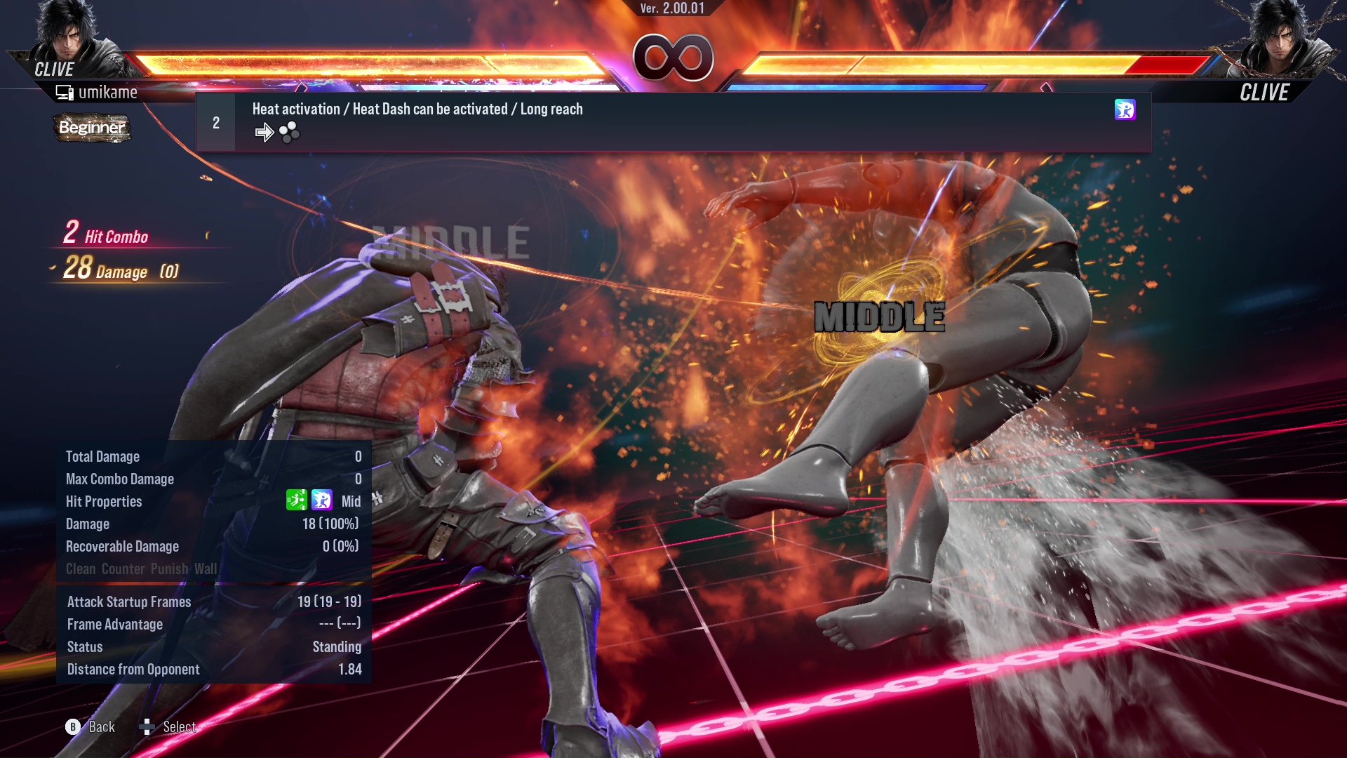 Heat activation / Heat Dash can be activated / Long reach