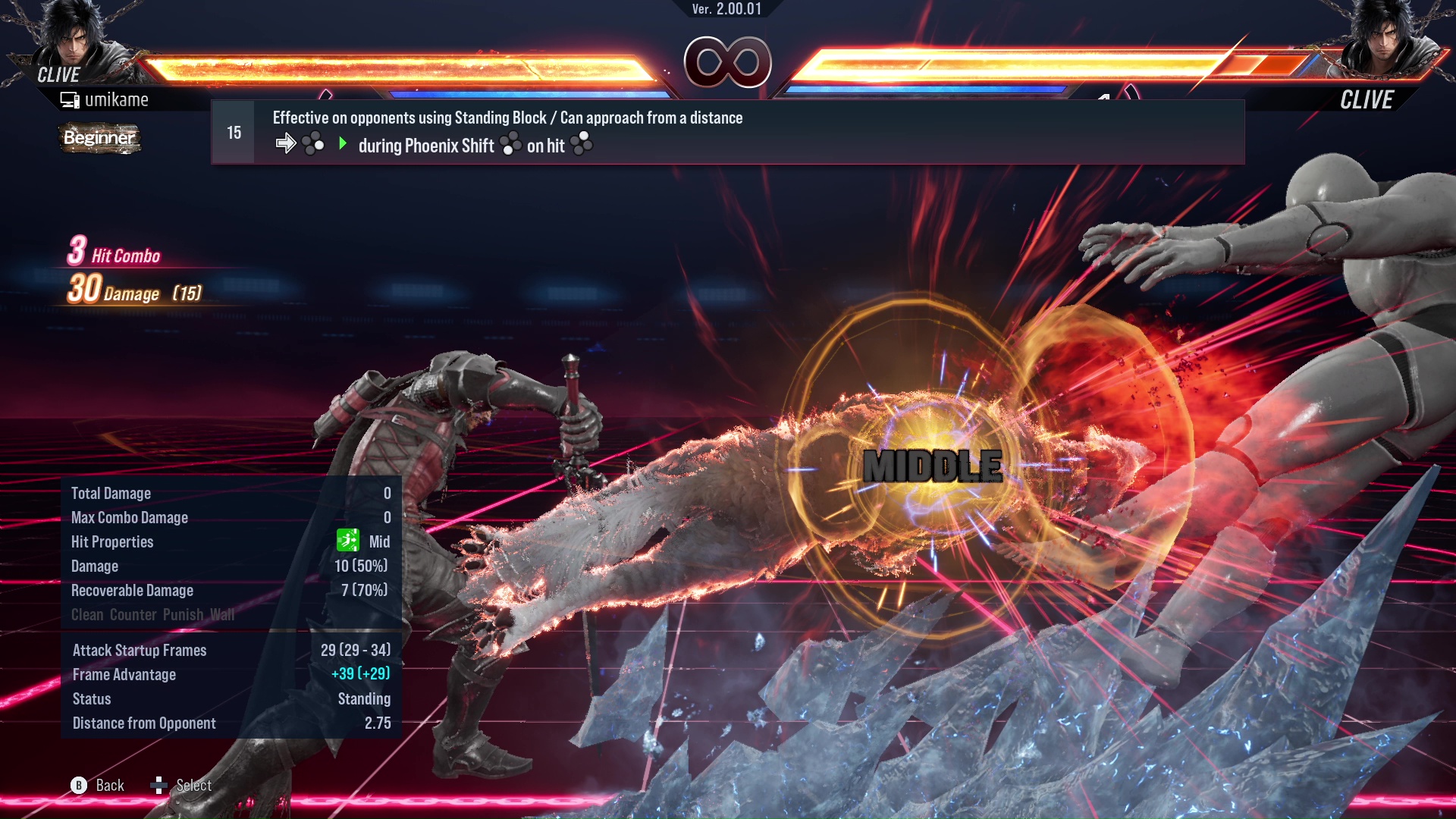 Effective on opponents using Standing Block / Can approach from a distance