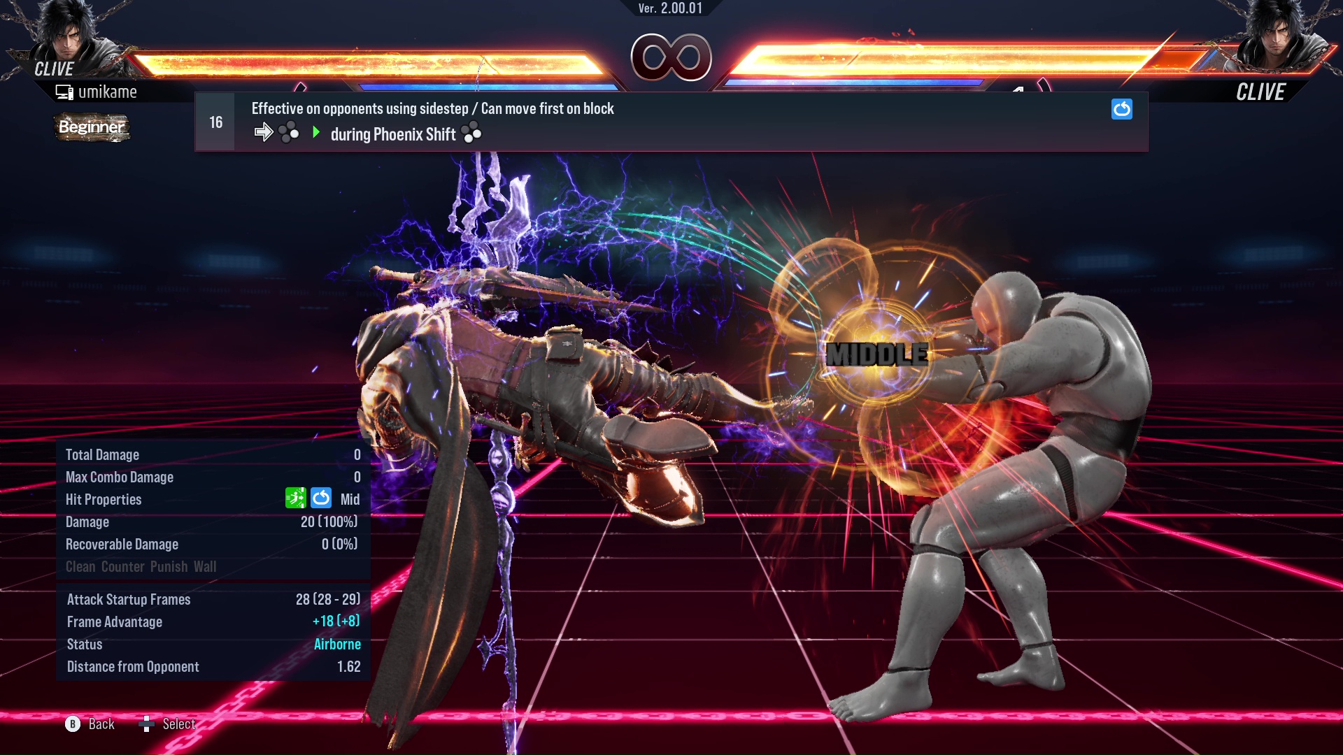 Effective on opponents using sidestep / Can move first on block