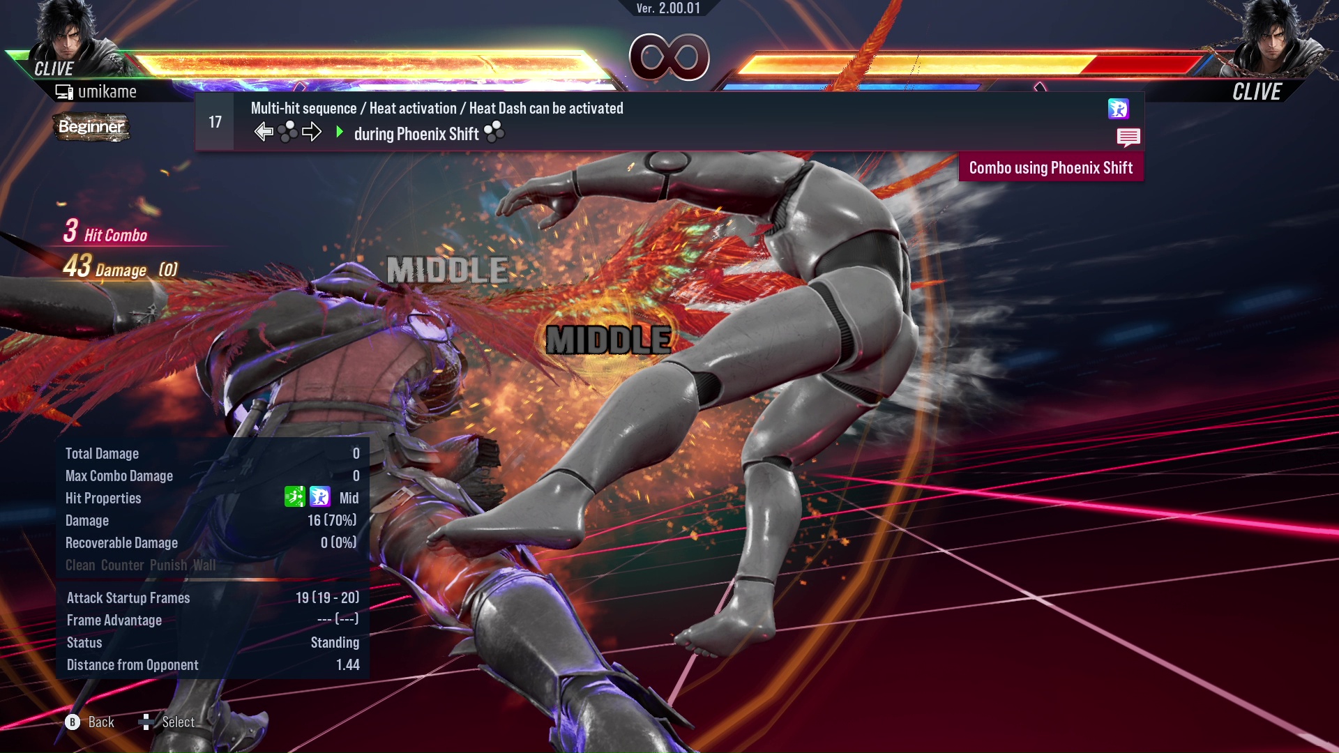 Multi-hit sequence / Heat activation / Heat Dash can be activated