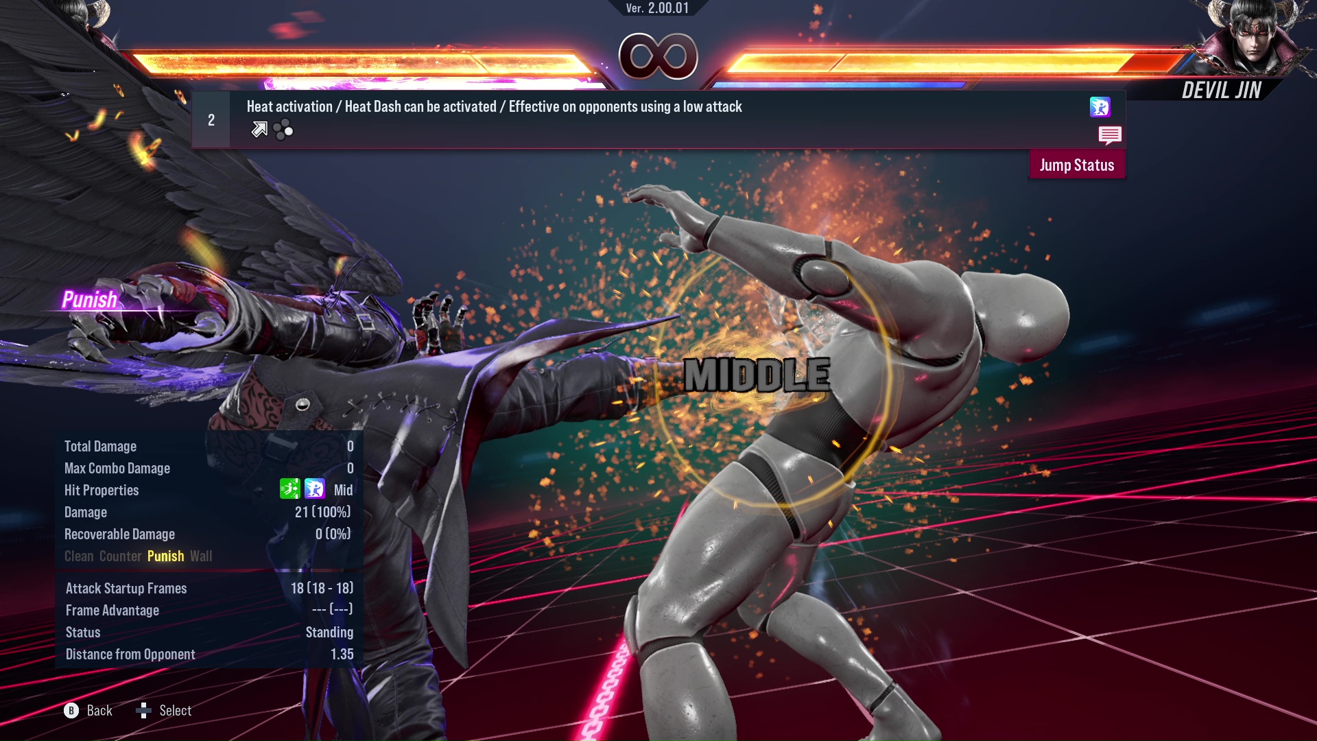 Heat activation / Heat Dash can be activated / Effective on opponents using a low attack