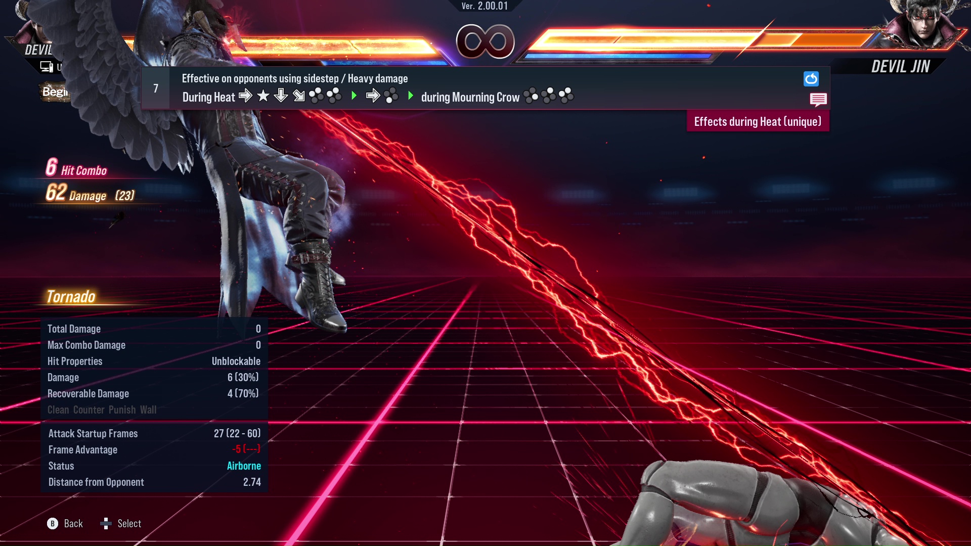 Effective on opponents using sidestep / Heavy damage