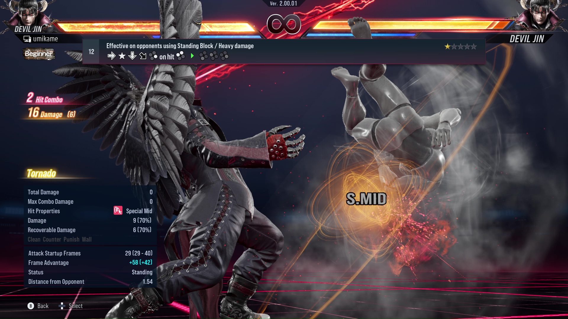 Effective on opponents using Standing Block / Heavy damage