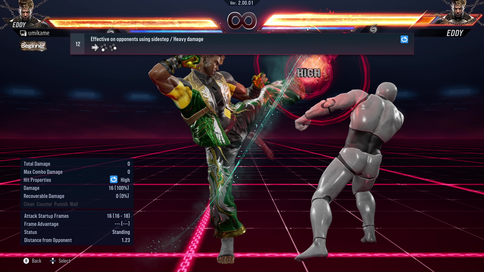 Effective on opponents using sidestep / Heavy damage