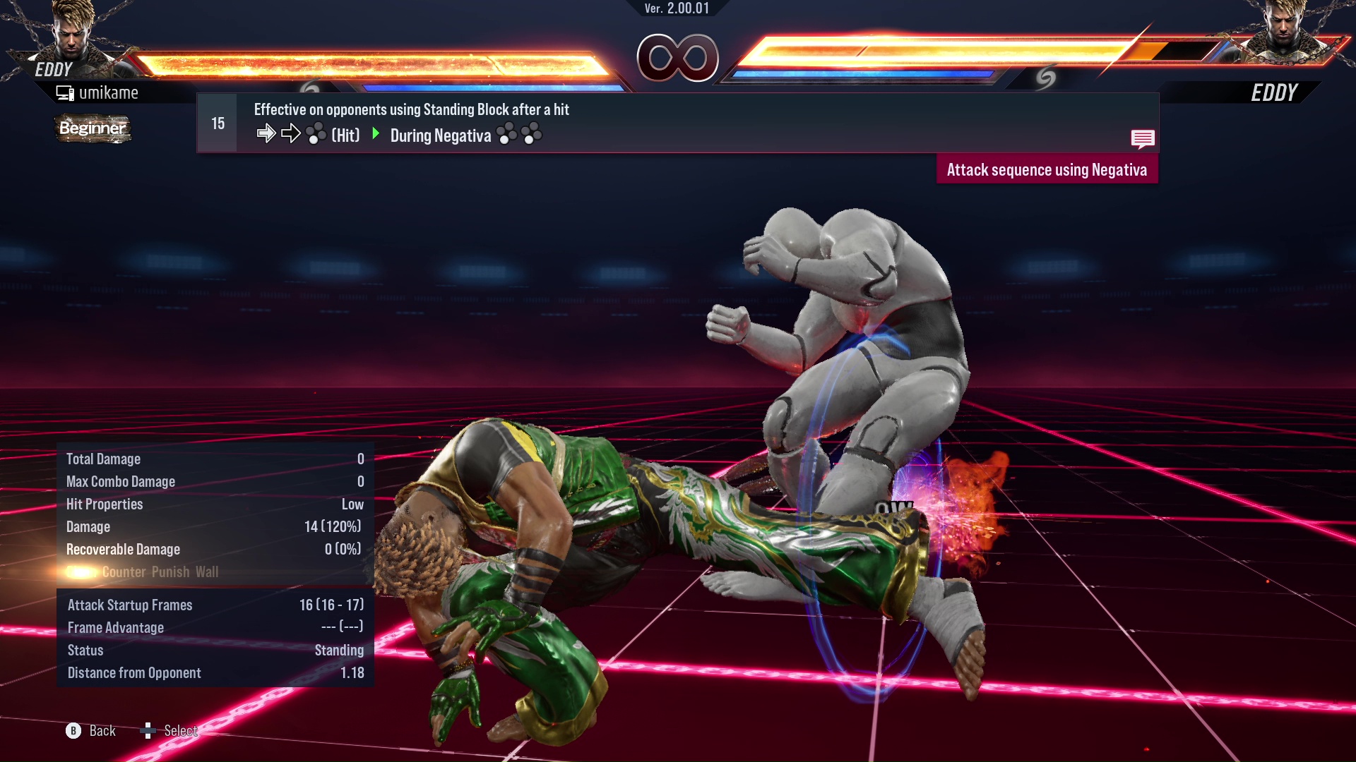 Effective on opponents using Standing Block after a hit