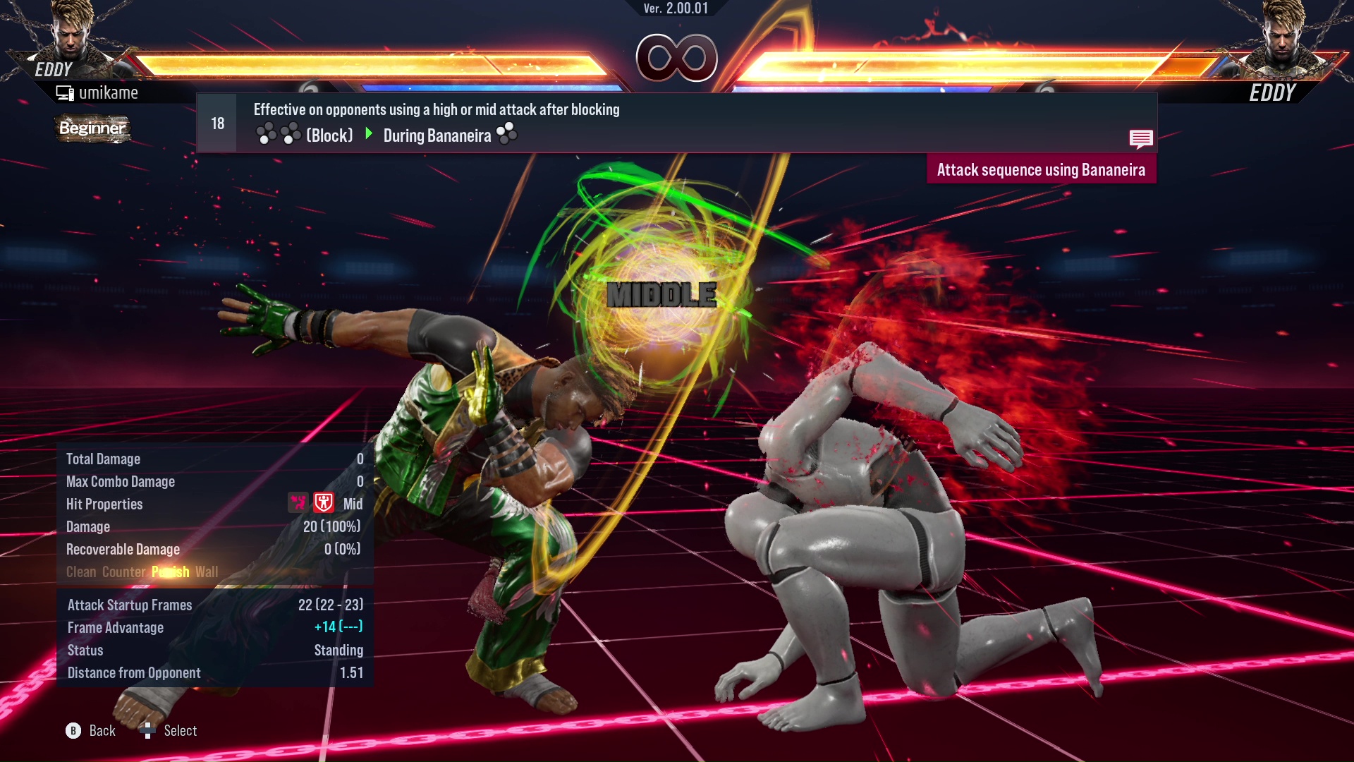 Effective on opponents using a high or mid attack after blocking