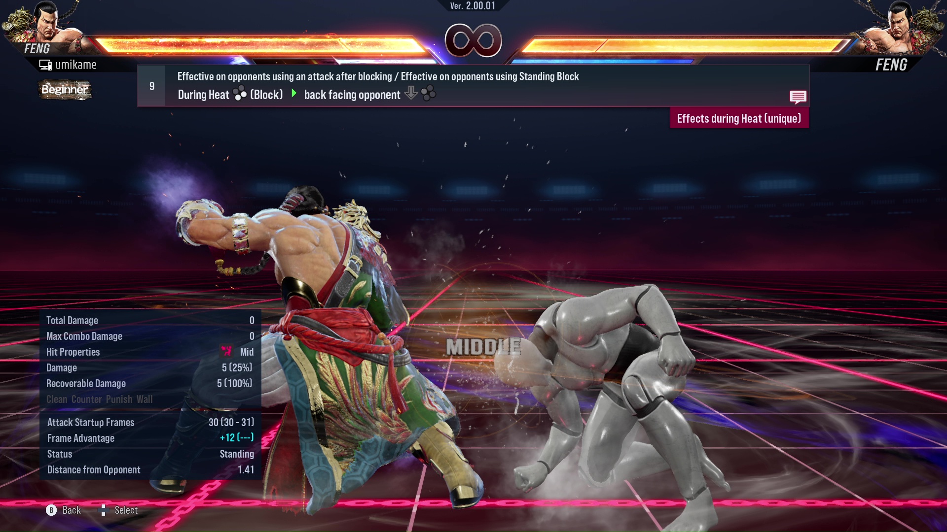 Effective on opponents using an attack after blocking / Effective on opponents using Standing Block