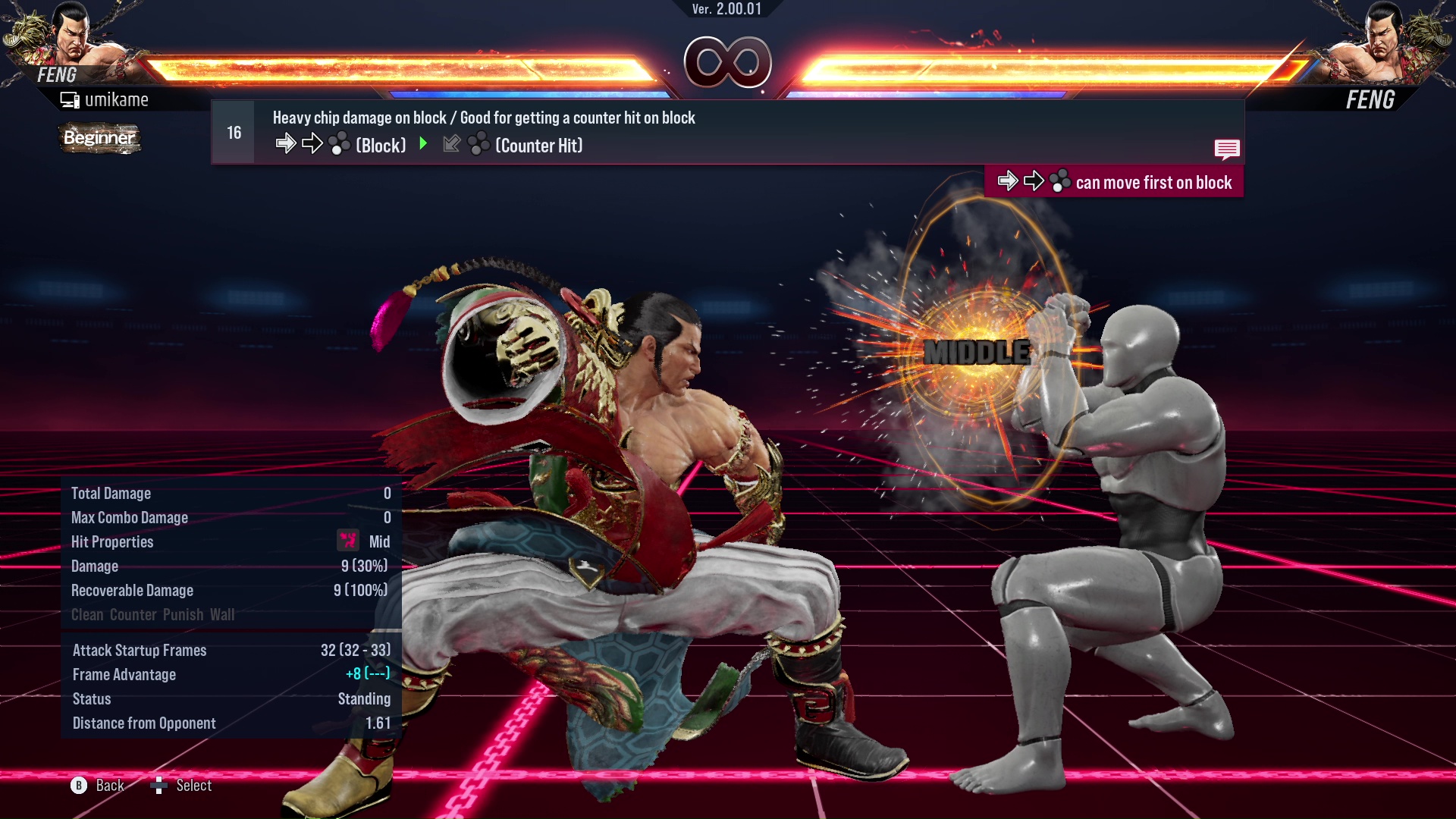 Heavy chip damage / Good for getting a counter hit on block