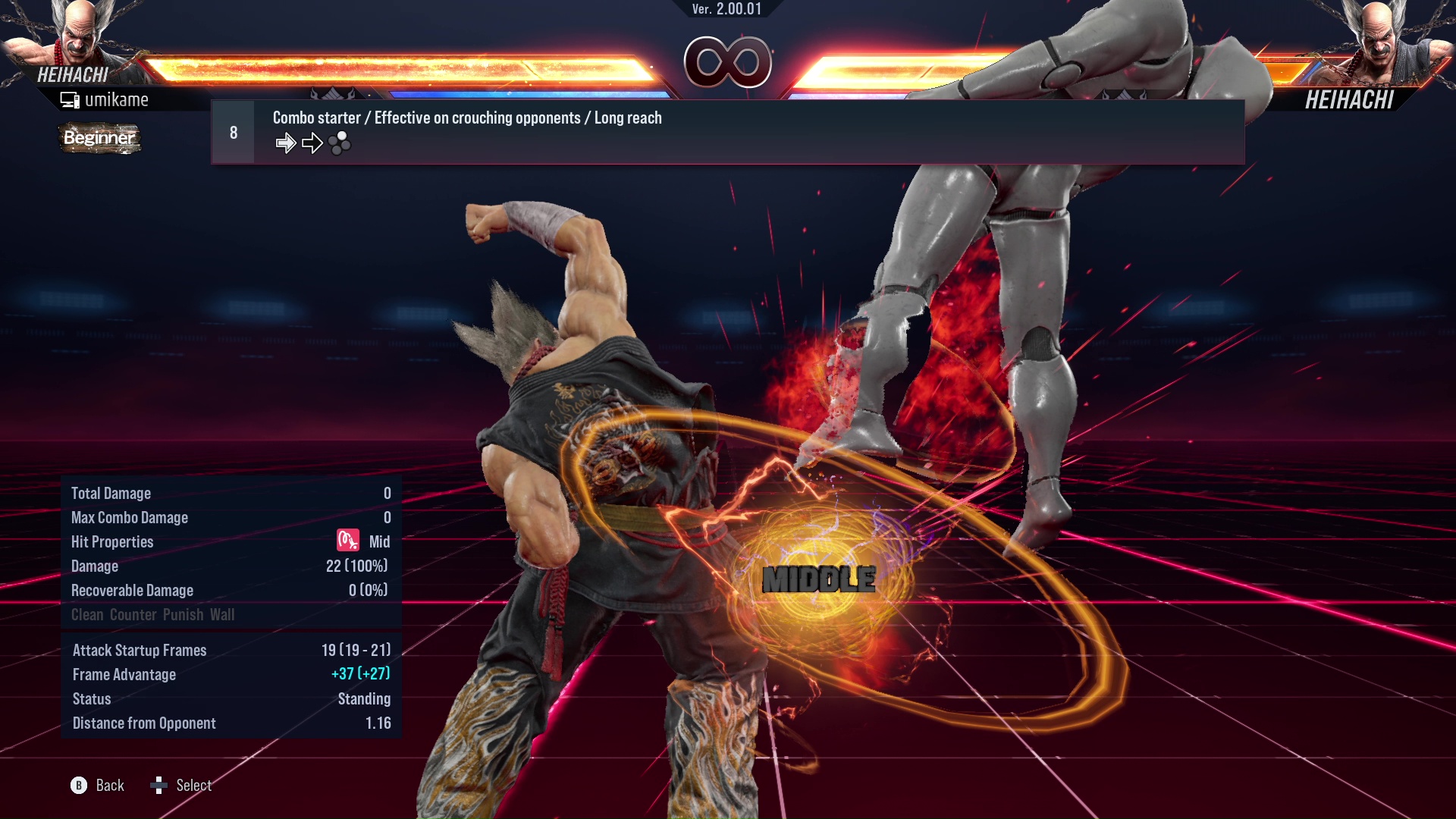 Combo starter / Effective on crouching opponents / Long reach