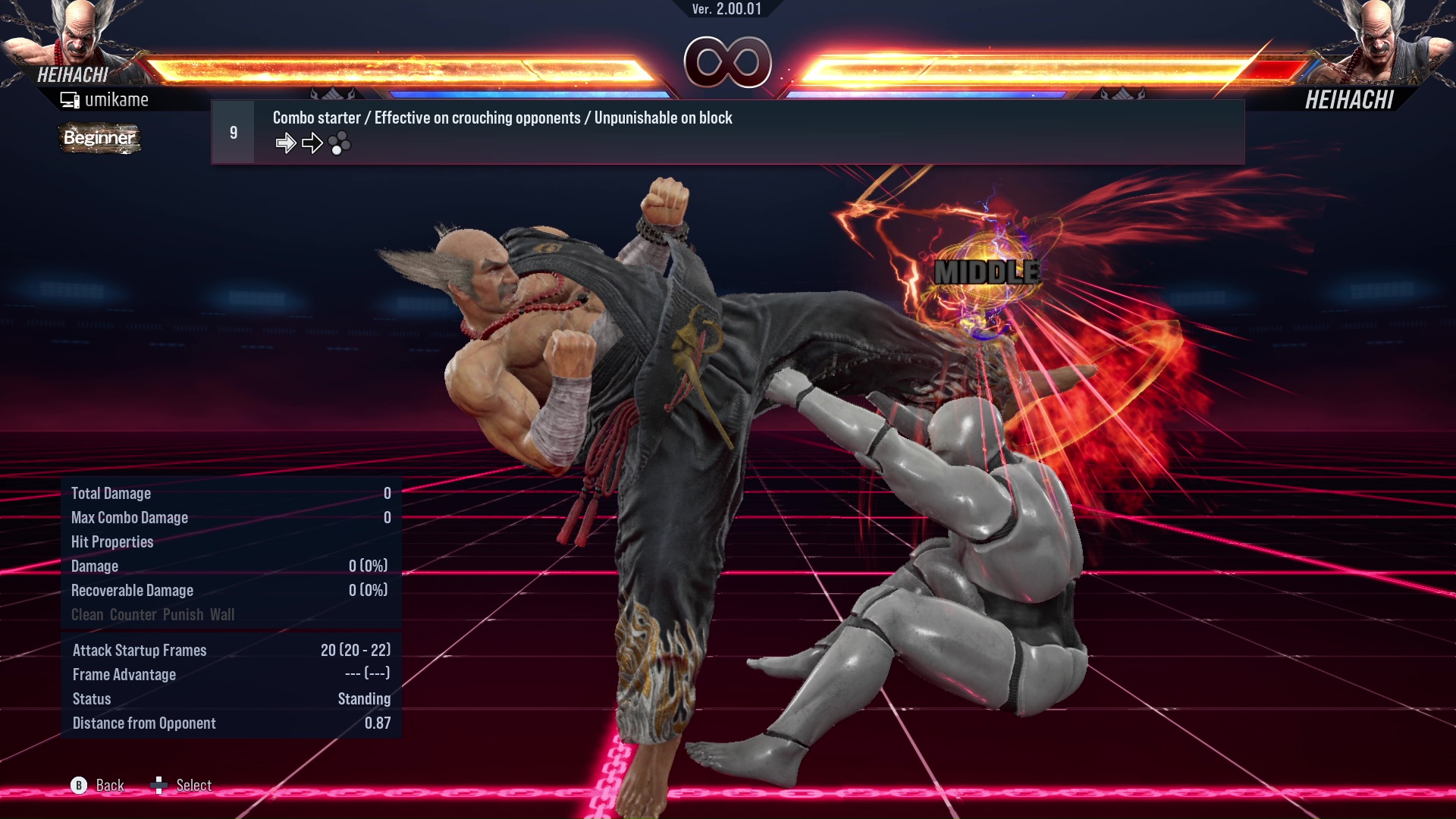 Combo starter / Effective on crouching opponents / unpunishable on block