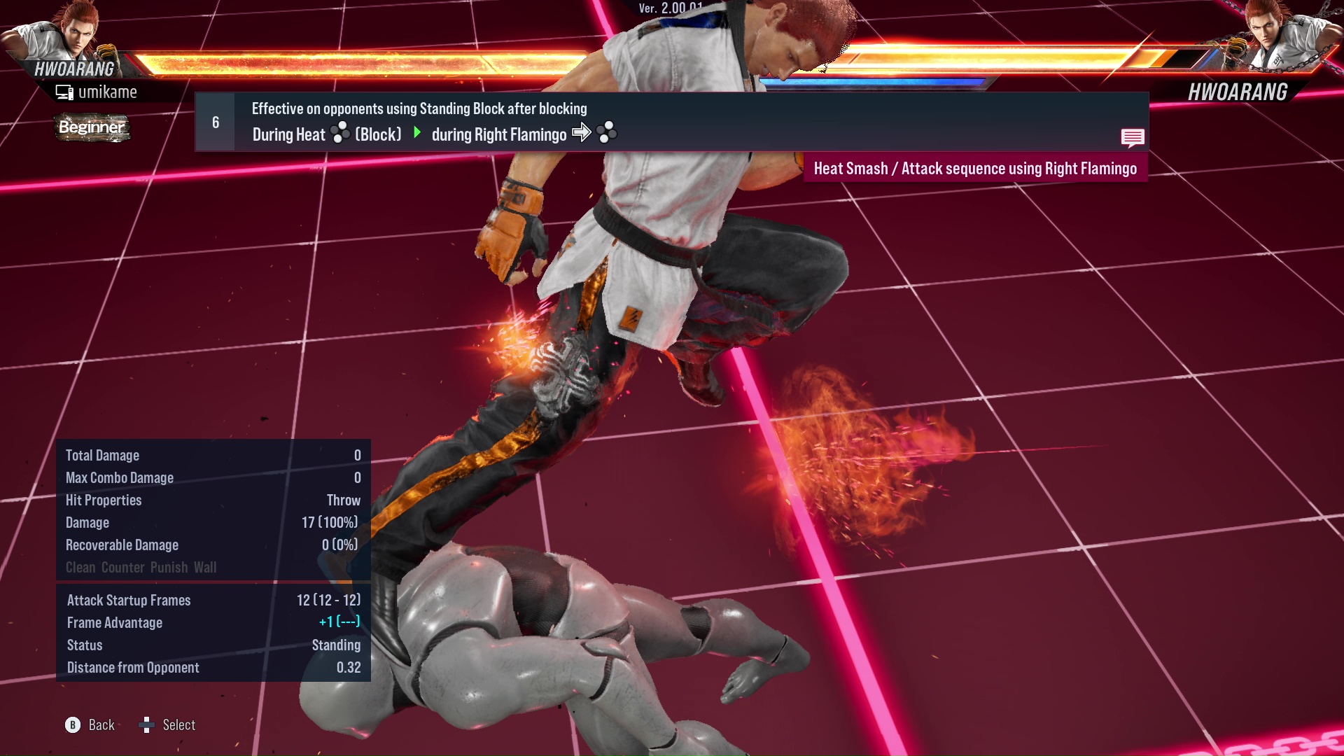 Effective on opponents using Standing Block after blocking