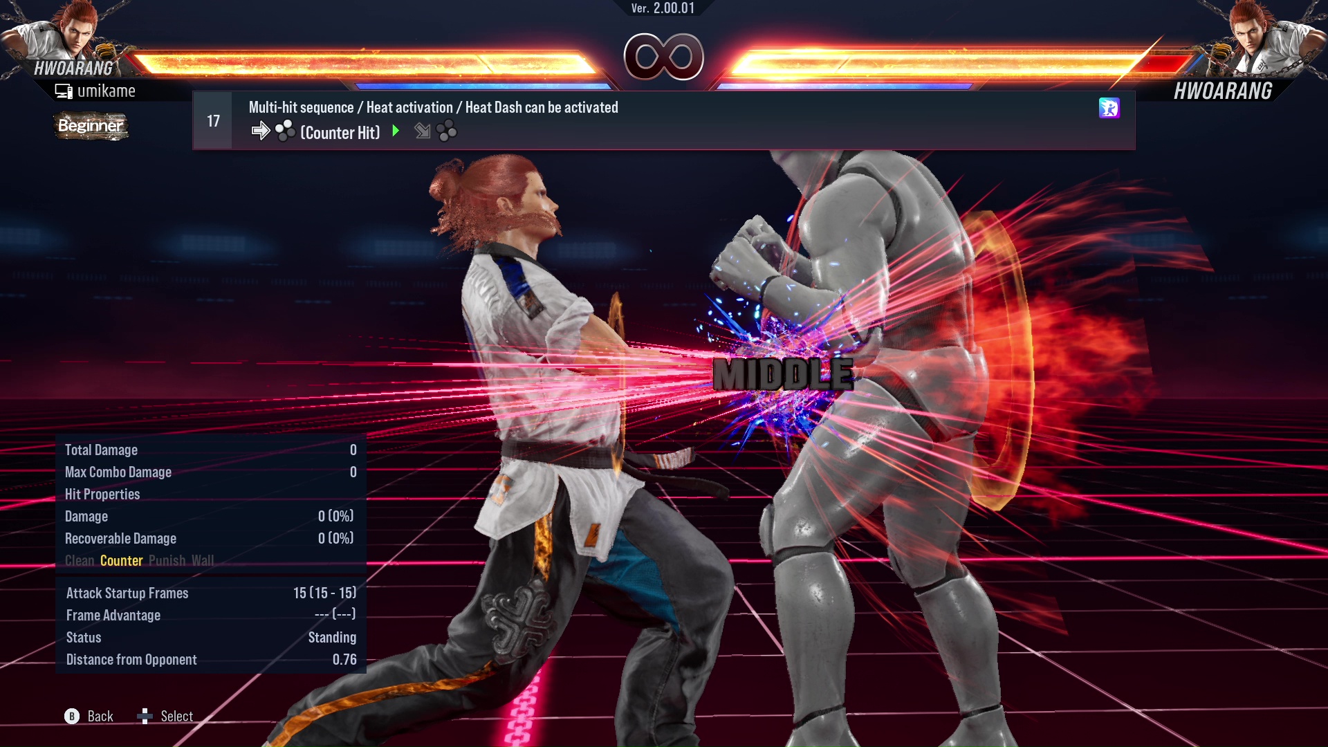 Multi-hit sequence / Heat activation / Heat Dash can be activated