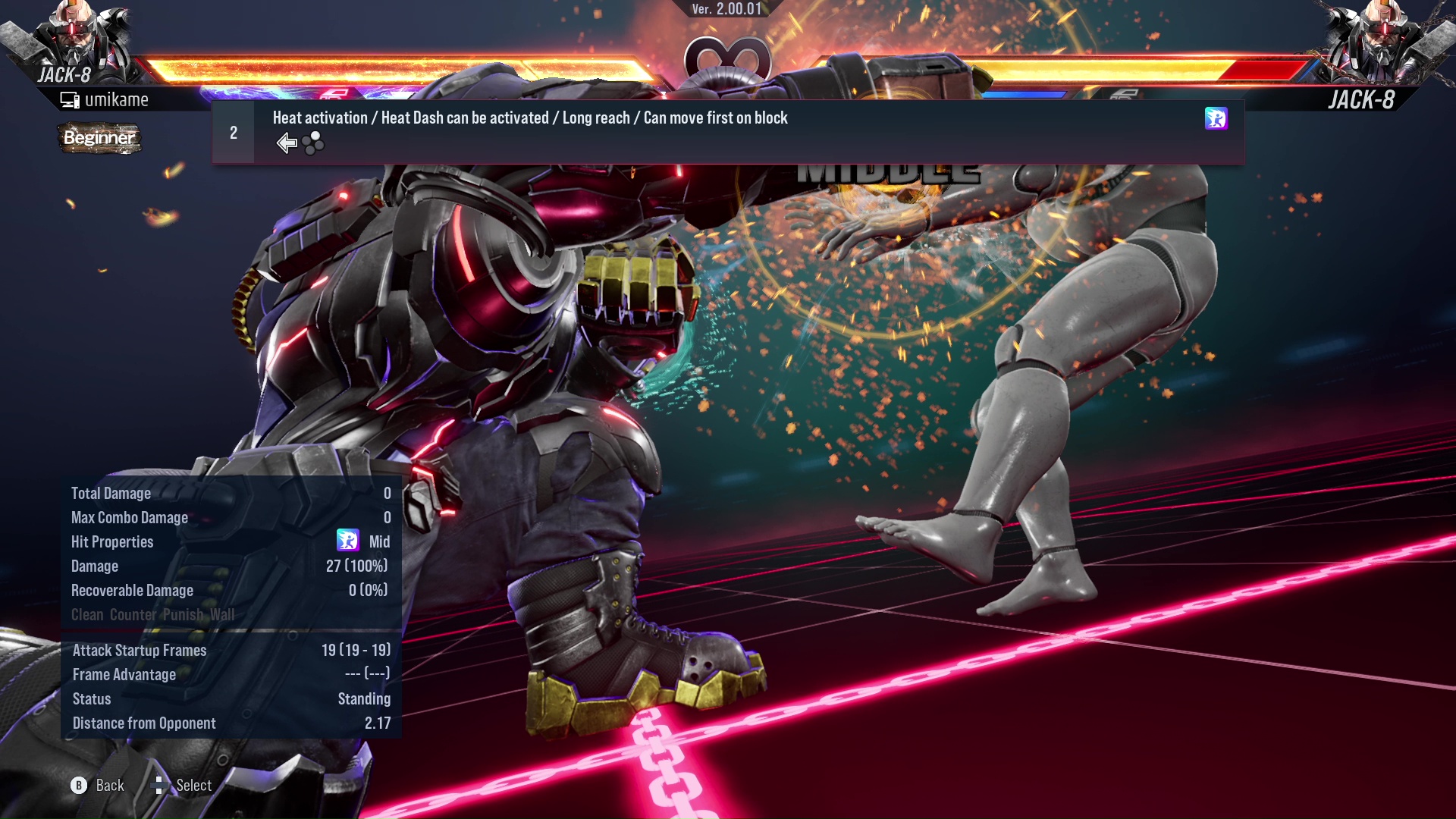 Heat activation / Heat Dash can be activated / Long reach / Can move first on hit