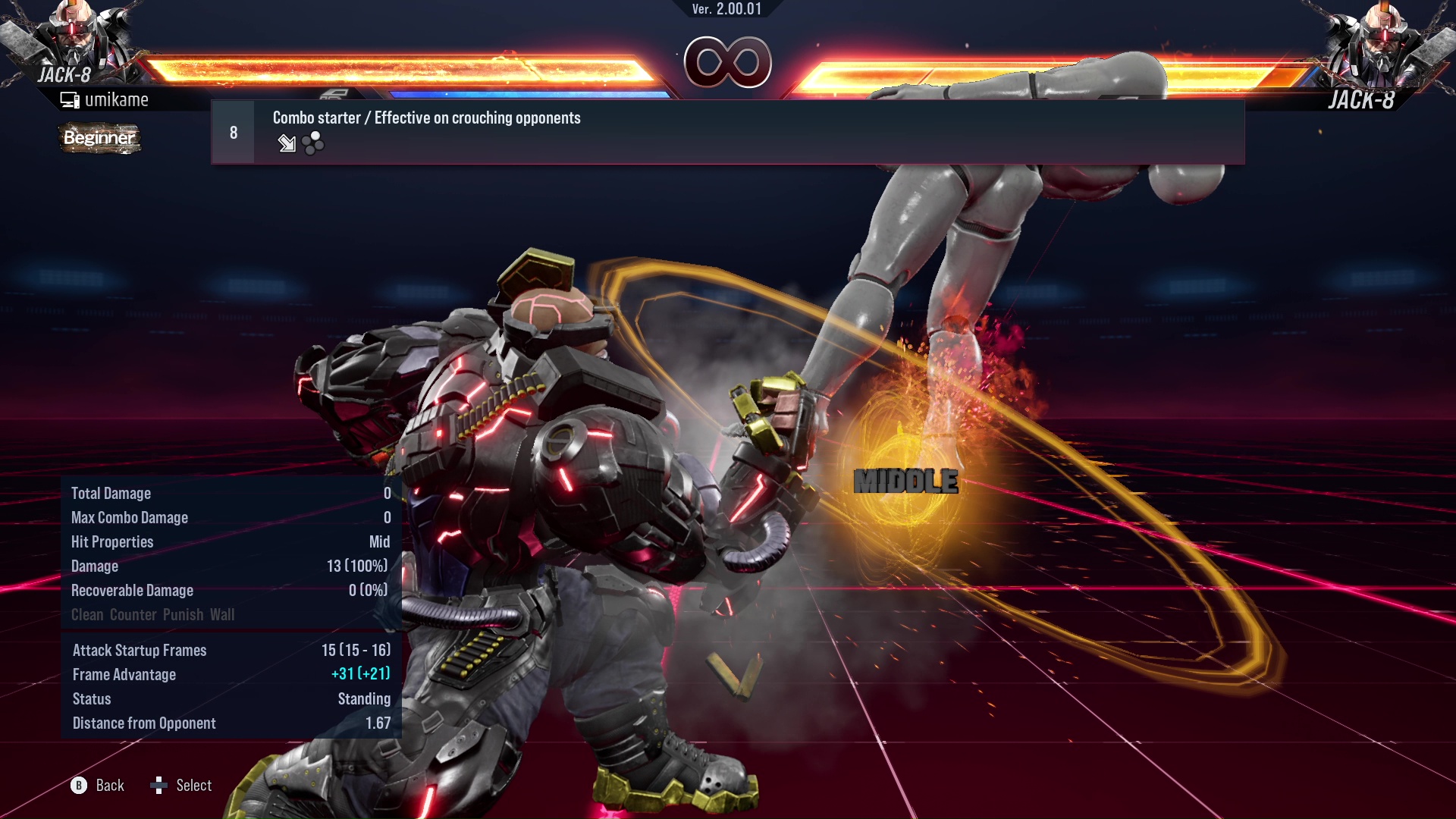 Combo starter / Effective on crouching opponents