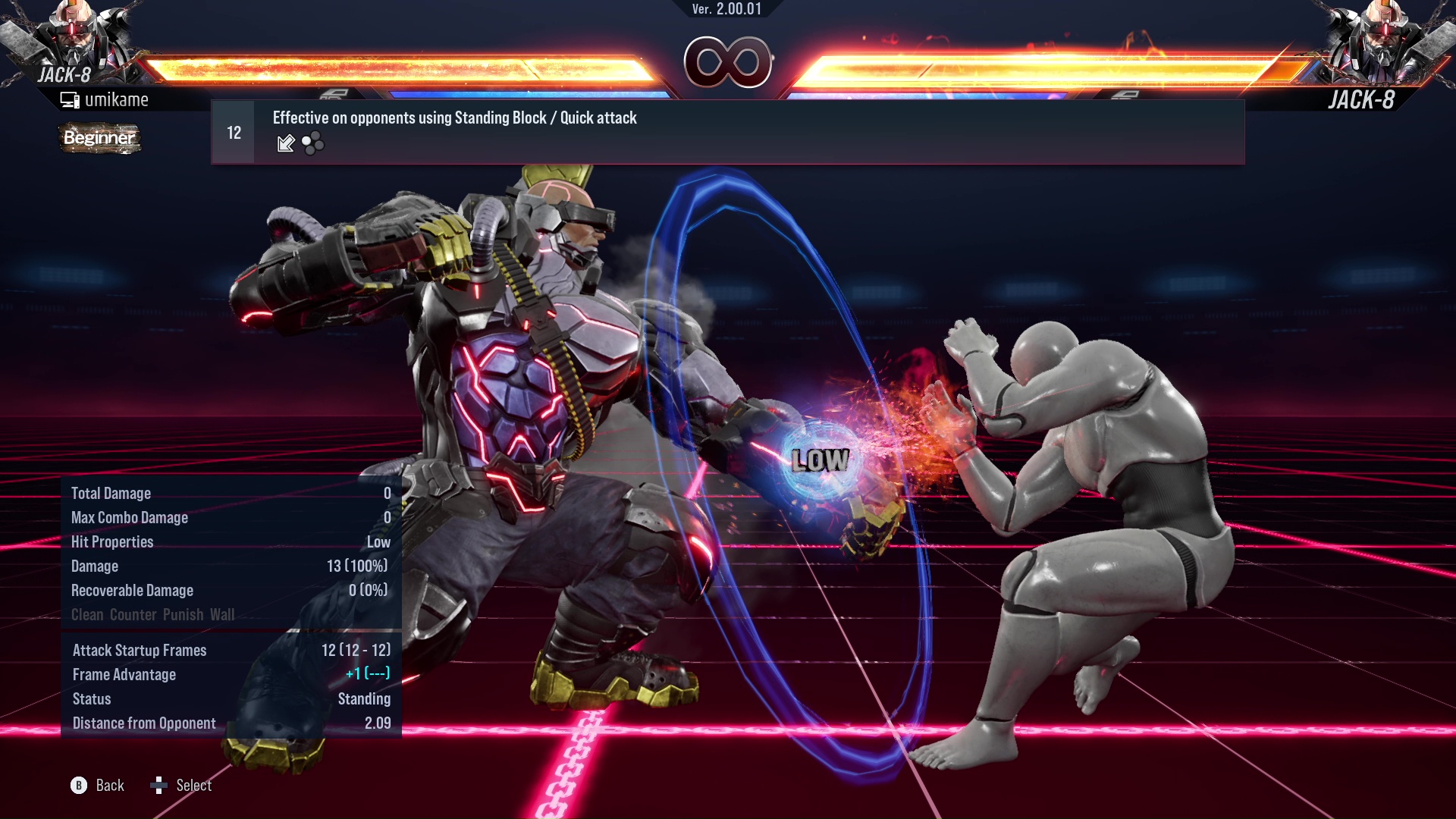 Effective on opponents using Standing Block / Quick attack