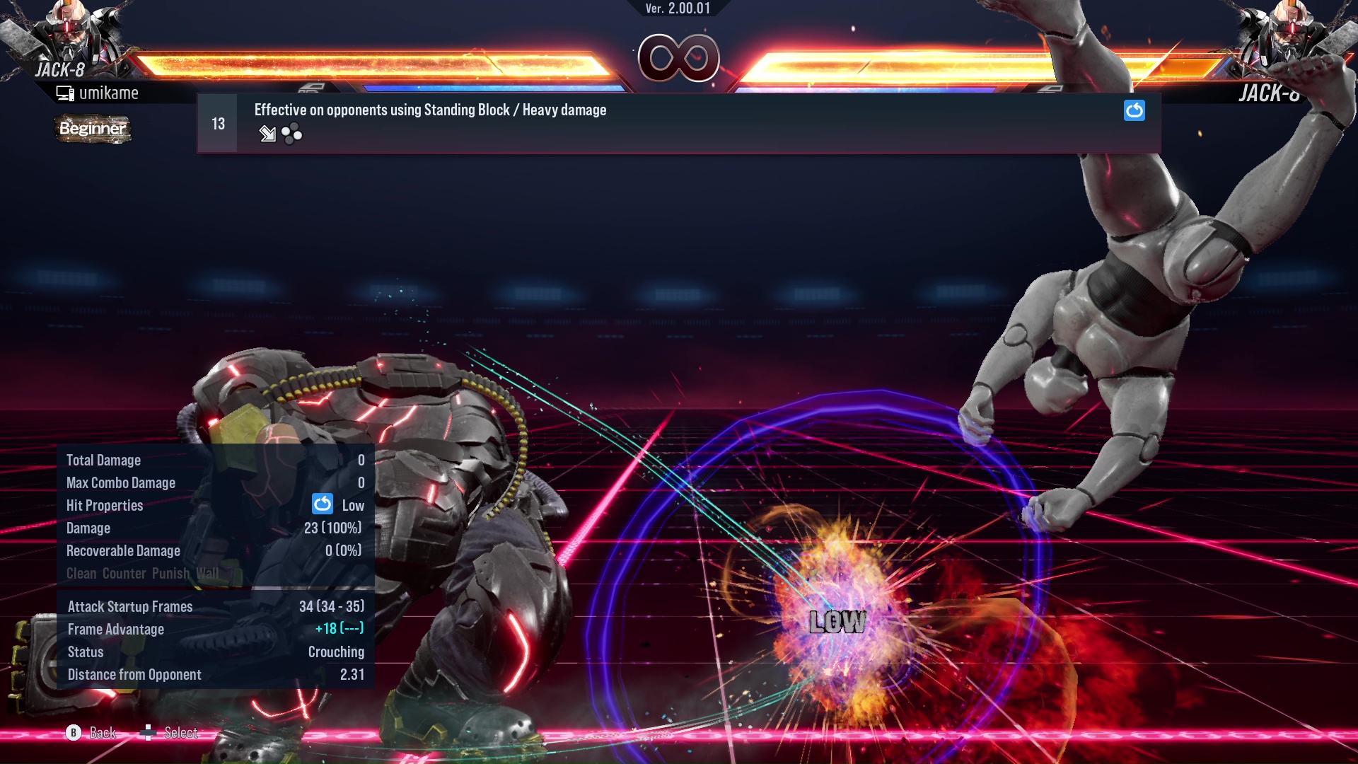 Effective on opponents using Standing Block / Heavy damage