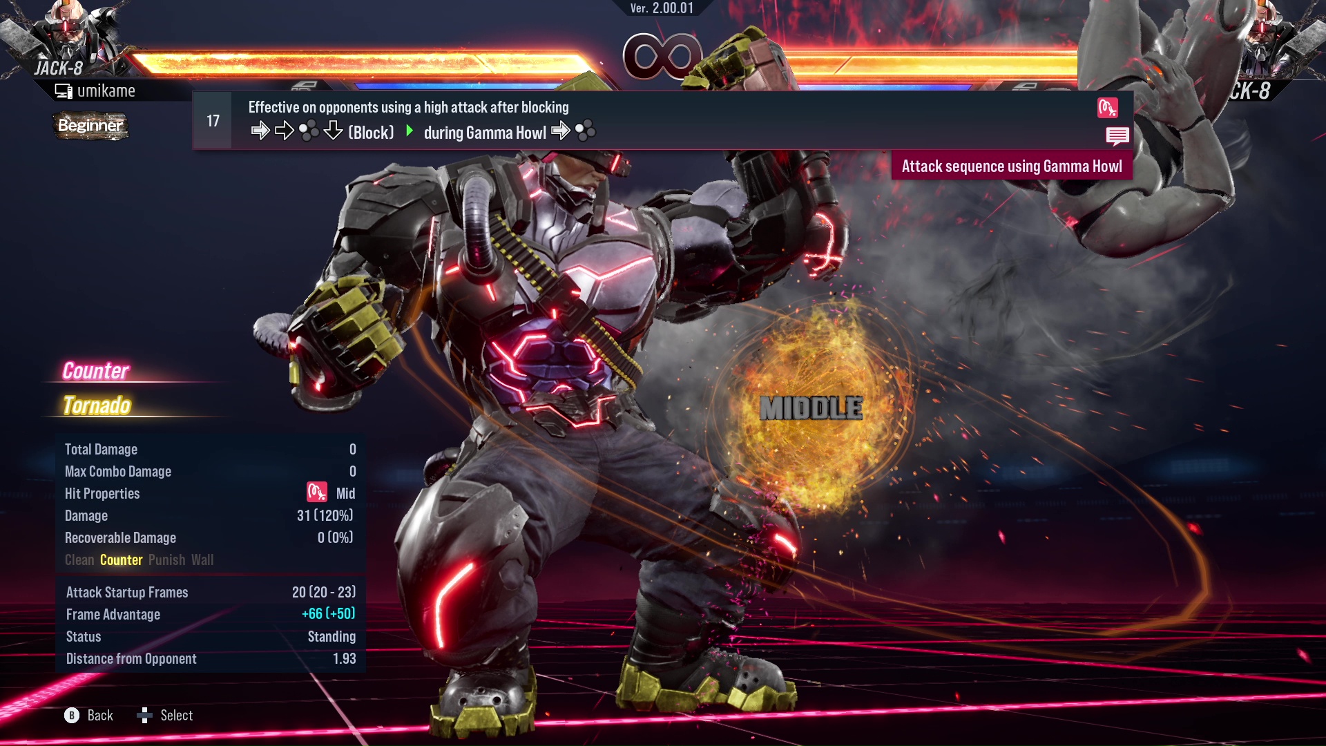 Effective on opponents using a high attack after blocking