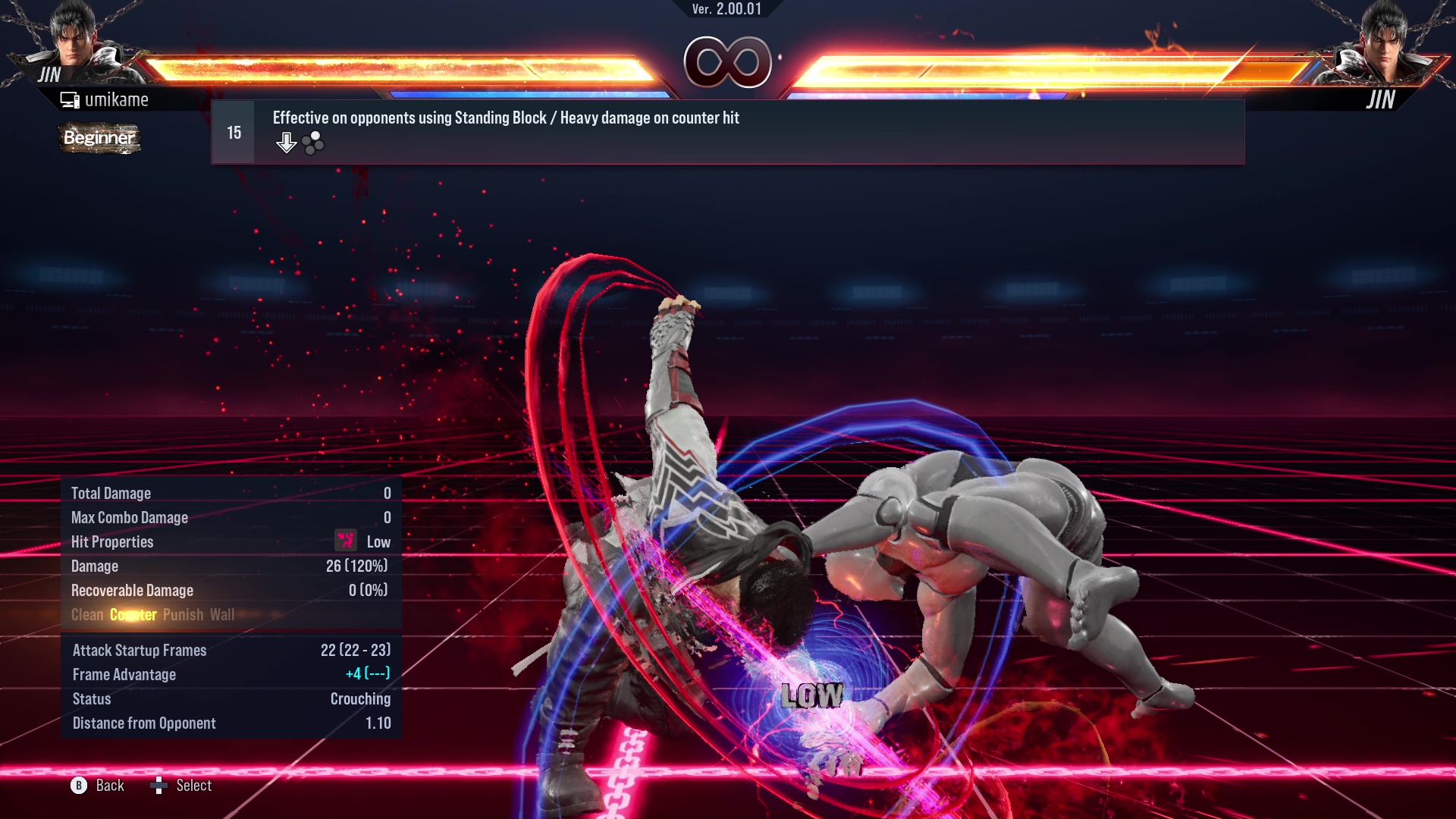 Effective on opponents using Standing Block / Heavy damage on counter hit