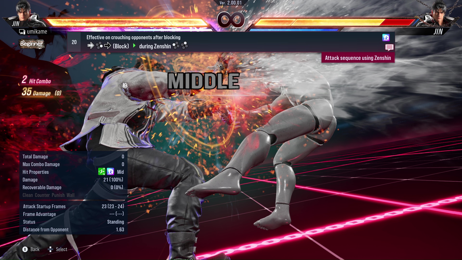 Effective on crouching opponents after blocking