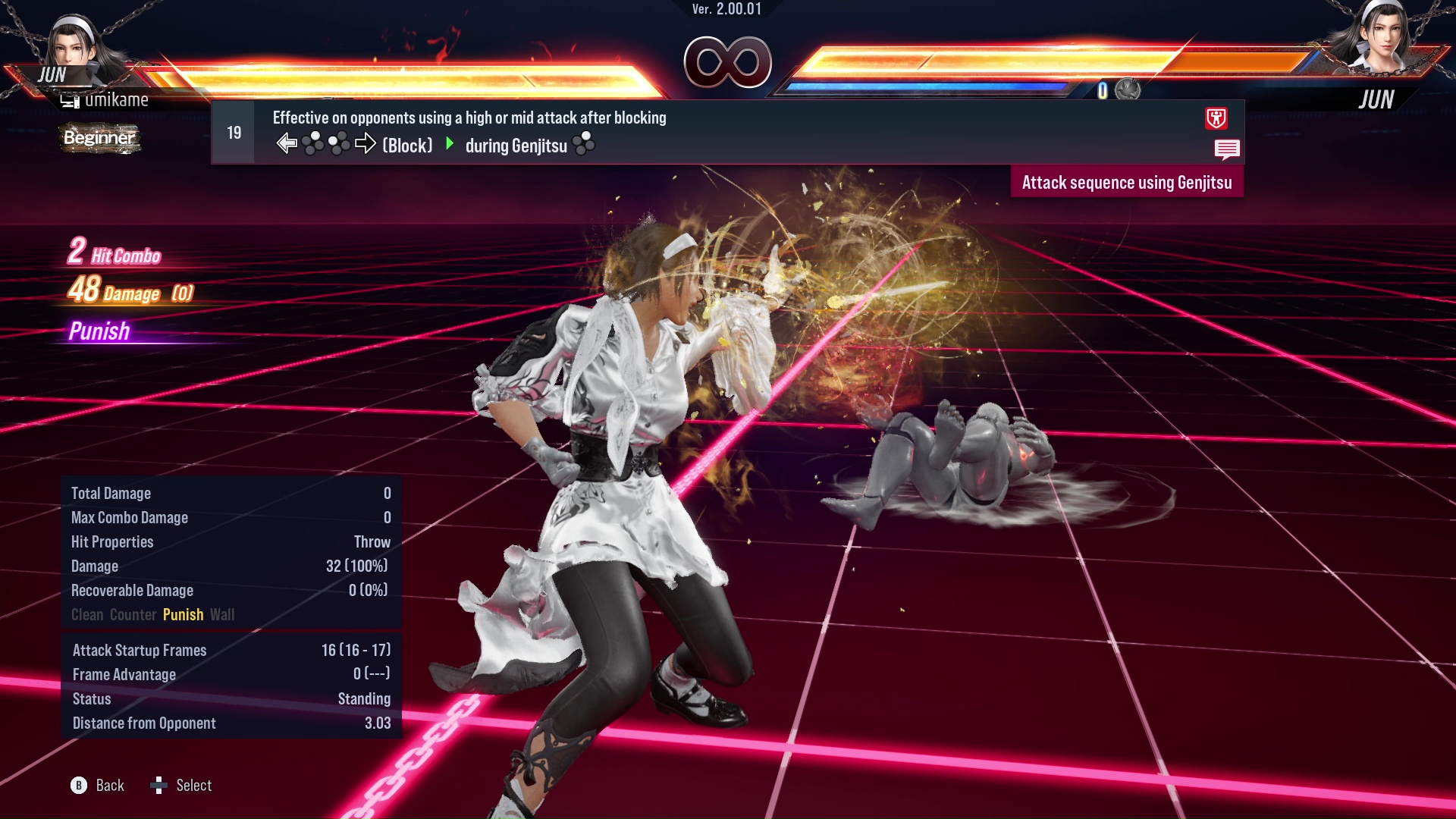 Effective on opponents using a high or mid attack after blocking