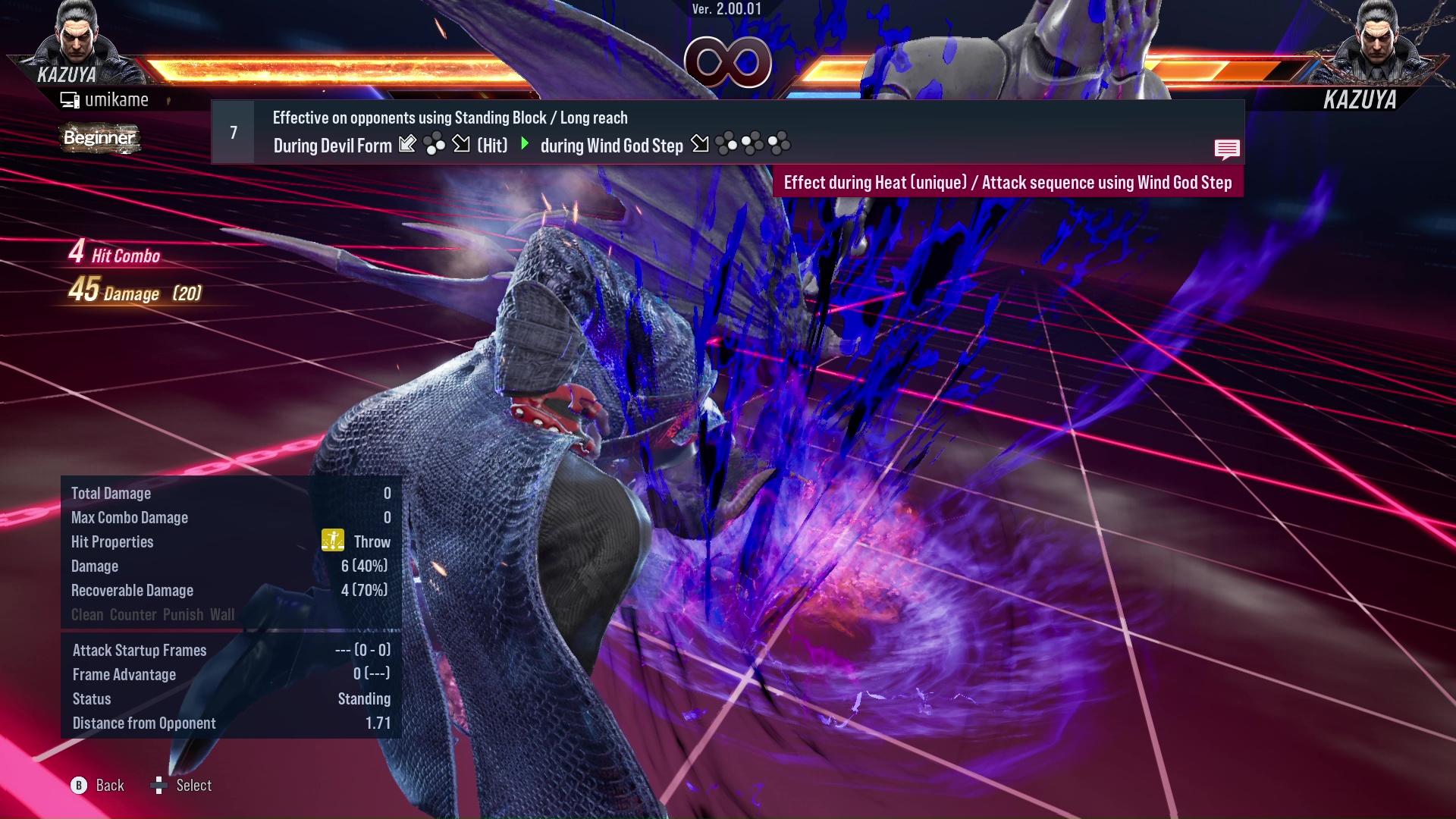 Effective on opponents using Standing Block / Long reach