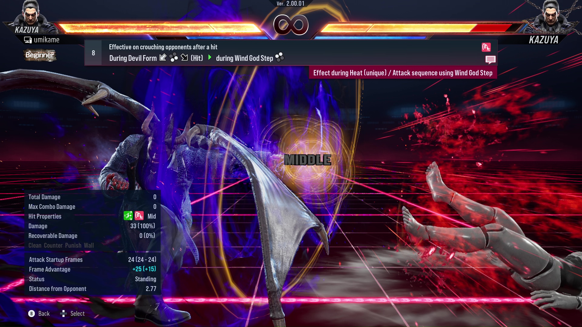 Effective on crouching opponents after a hit