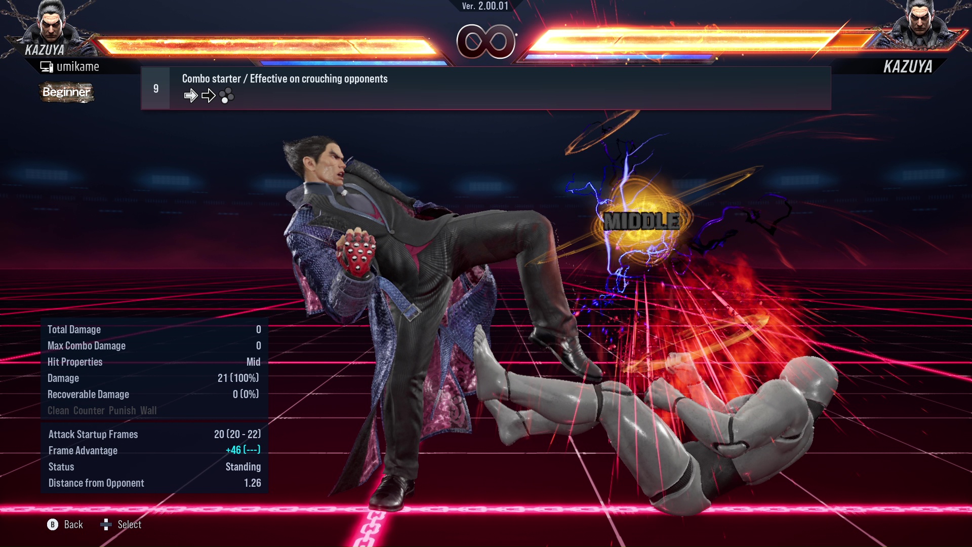 Combo starter / Effective on crouching opponents