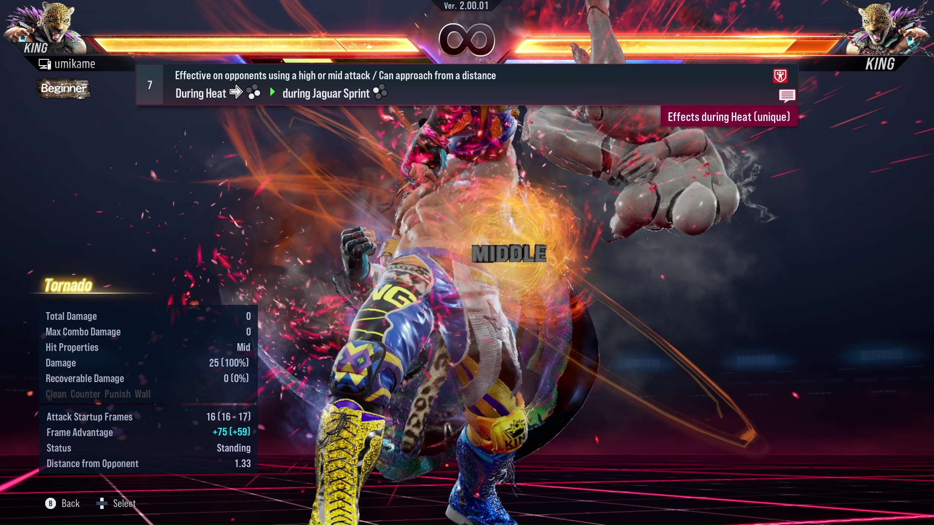 Effective on opponents using a high or mid attack / Can approach from a distance