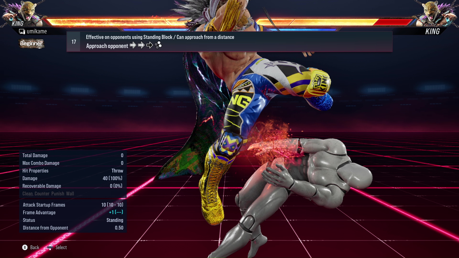 Effective on opponents using Standing Block / Can approach from a distance