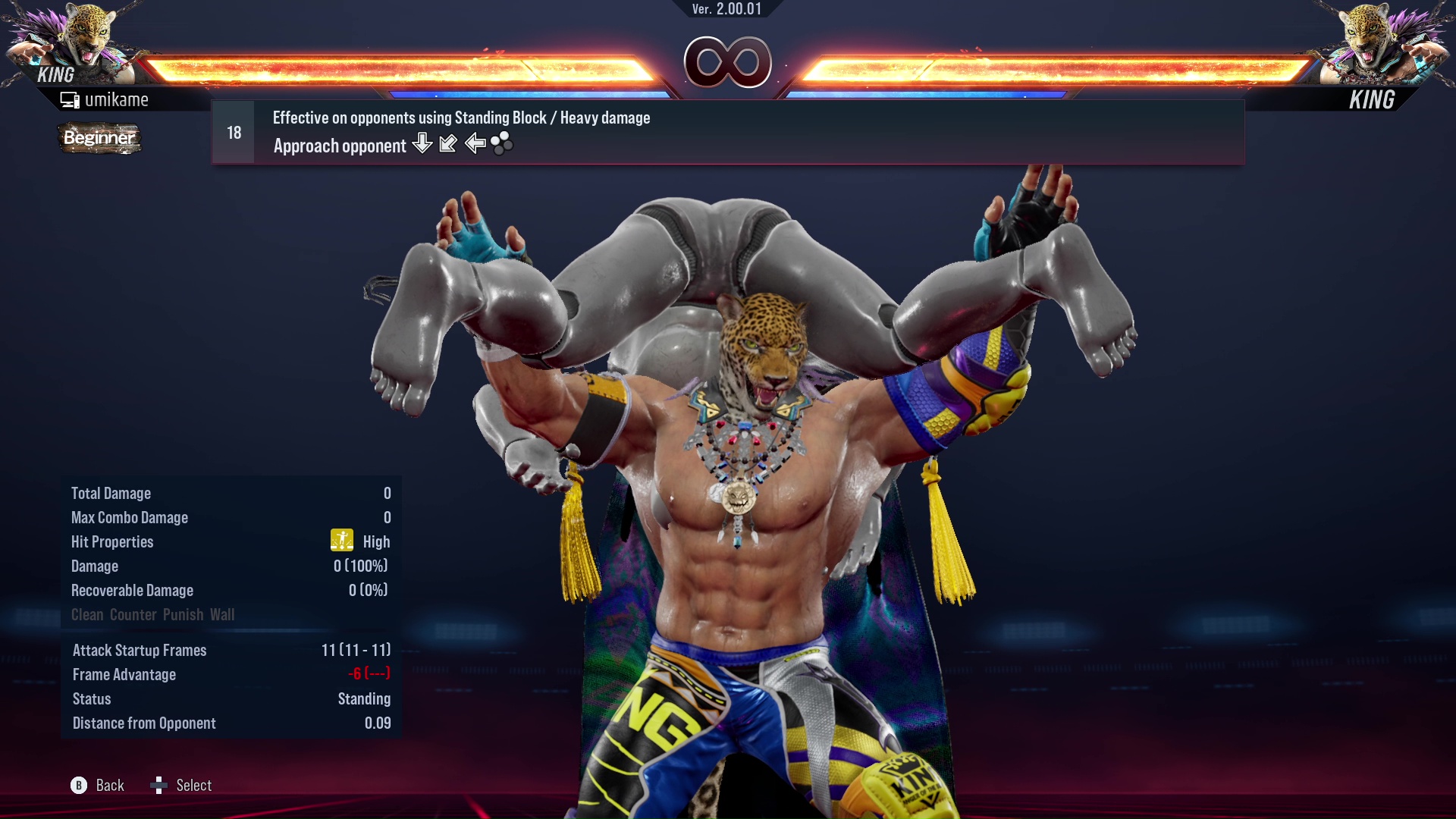 Effective on opponents using Standing Block / Heavy damage