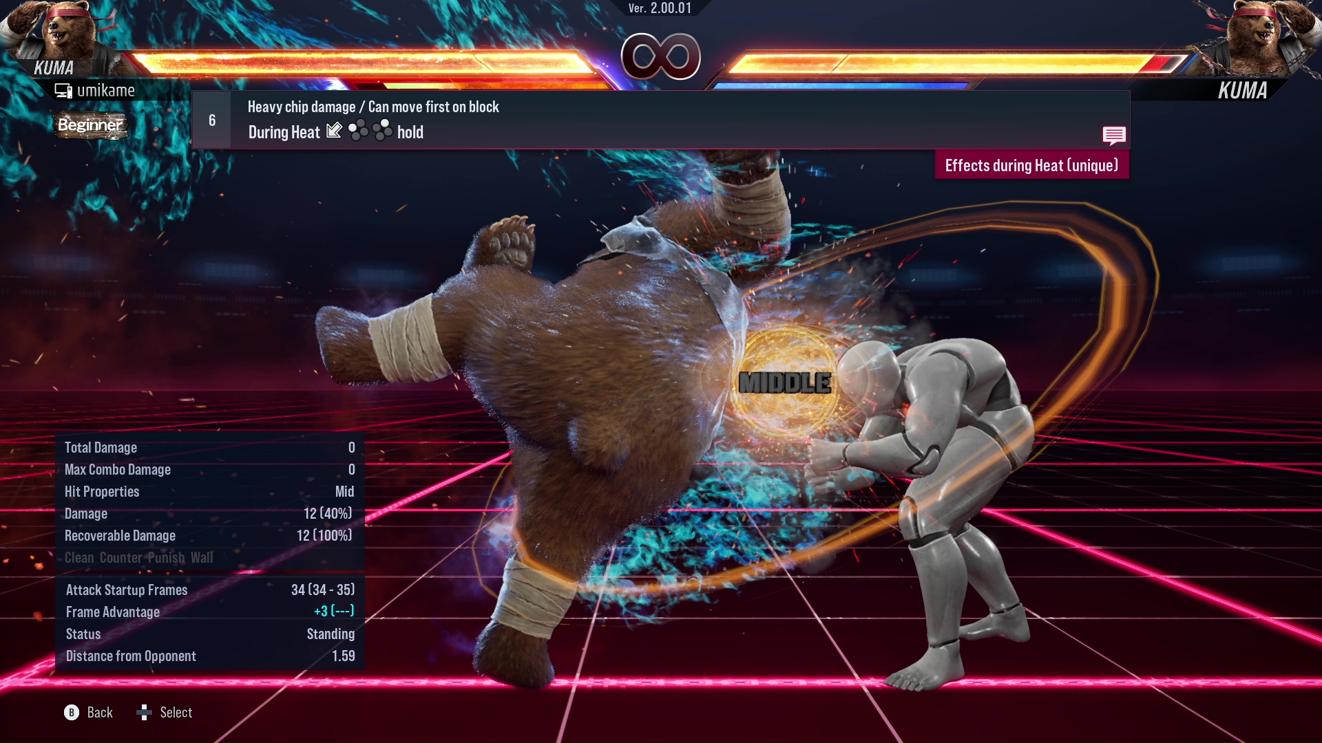 Heavy chip damage / Can move first on block