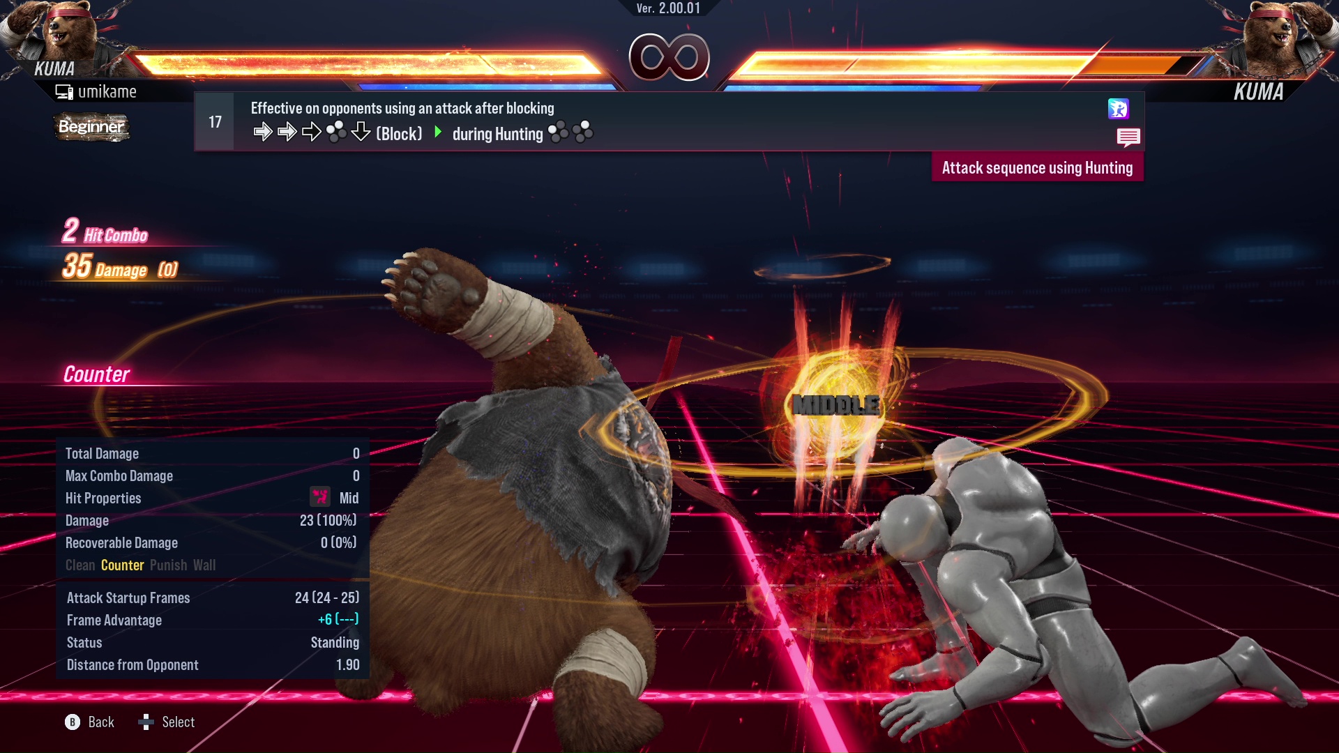 Effective on opponents using an attack after blocking