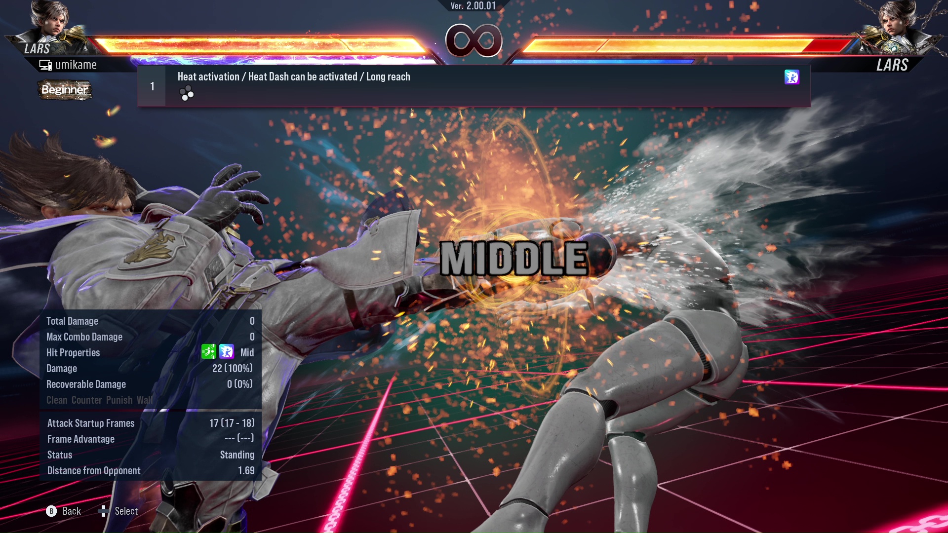 Heat activation / Heat Dash can be activated / Long reach