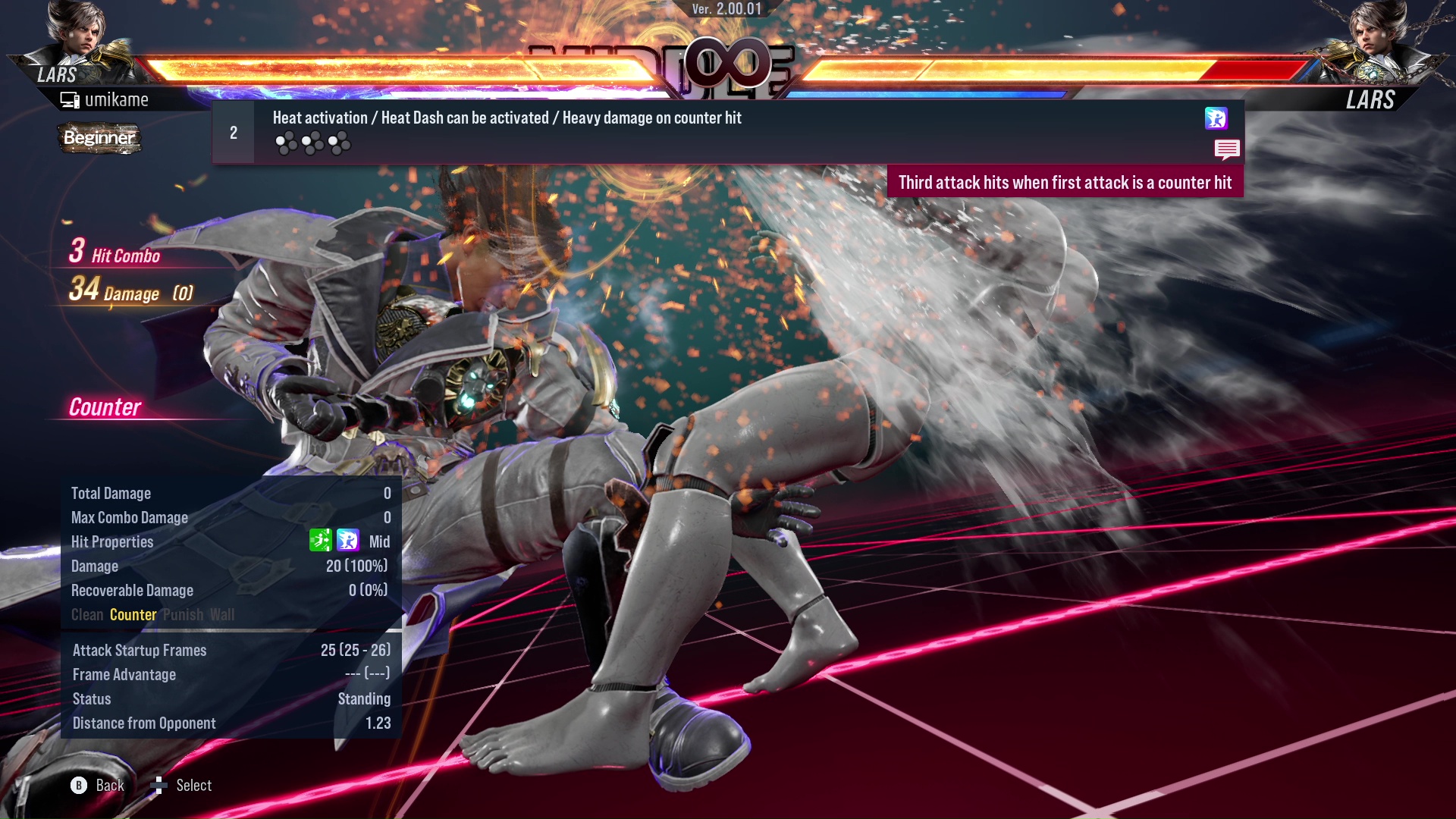 Heat activation / Heat Dash can be activated / Heavy damage on counter hit