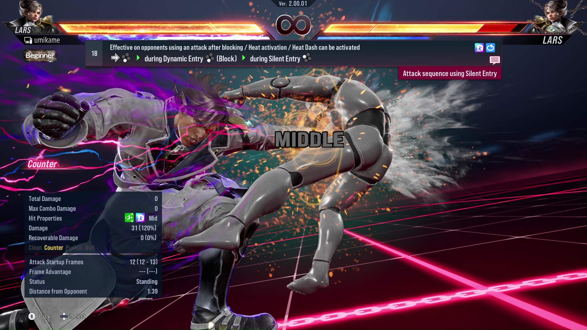 Effective on opponents using an attack after blocking / Heat activation / Heat Dash can be activated