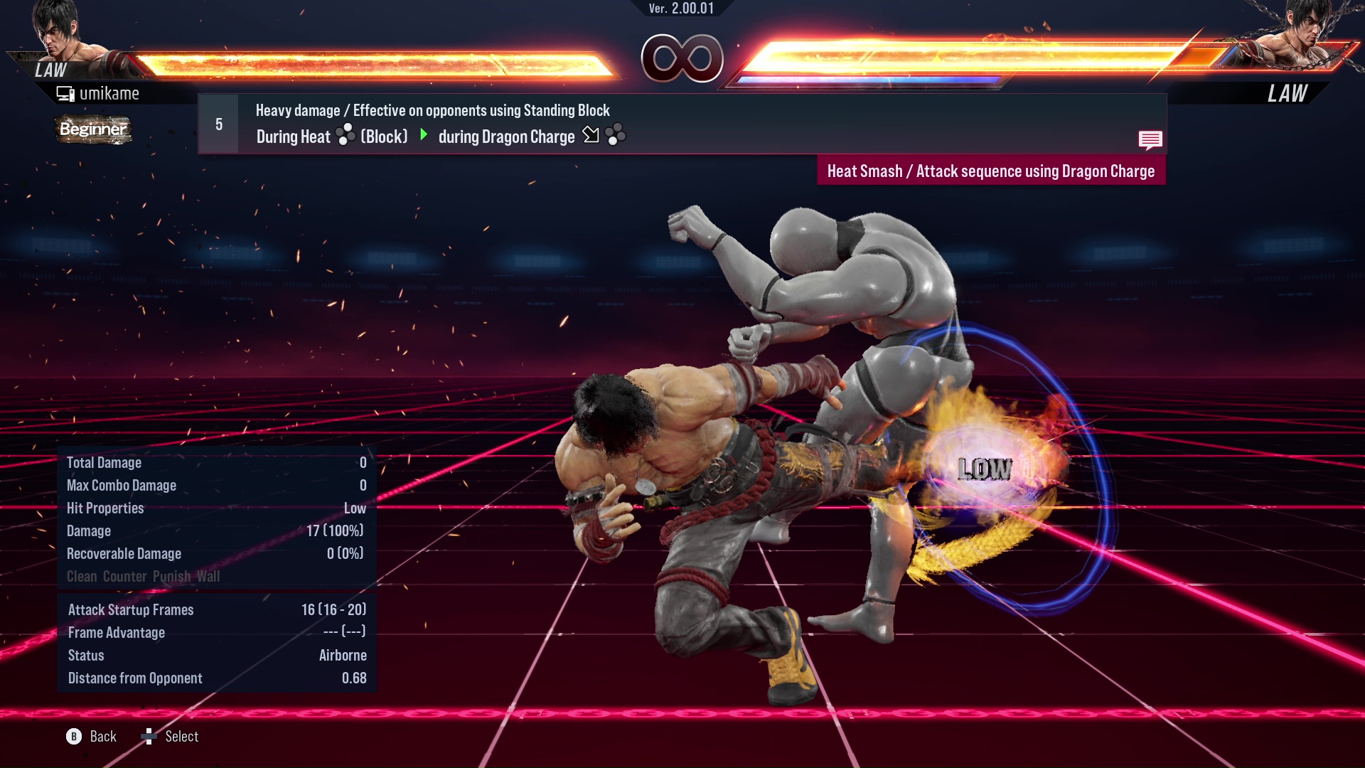 Heavy damage / Effective on opponents using Standing Block