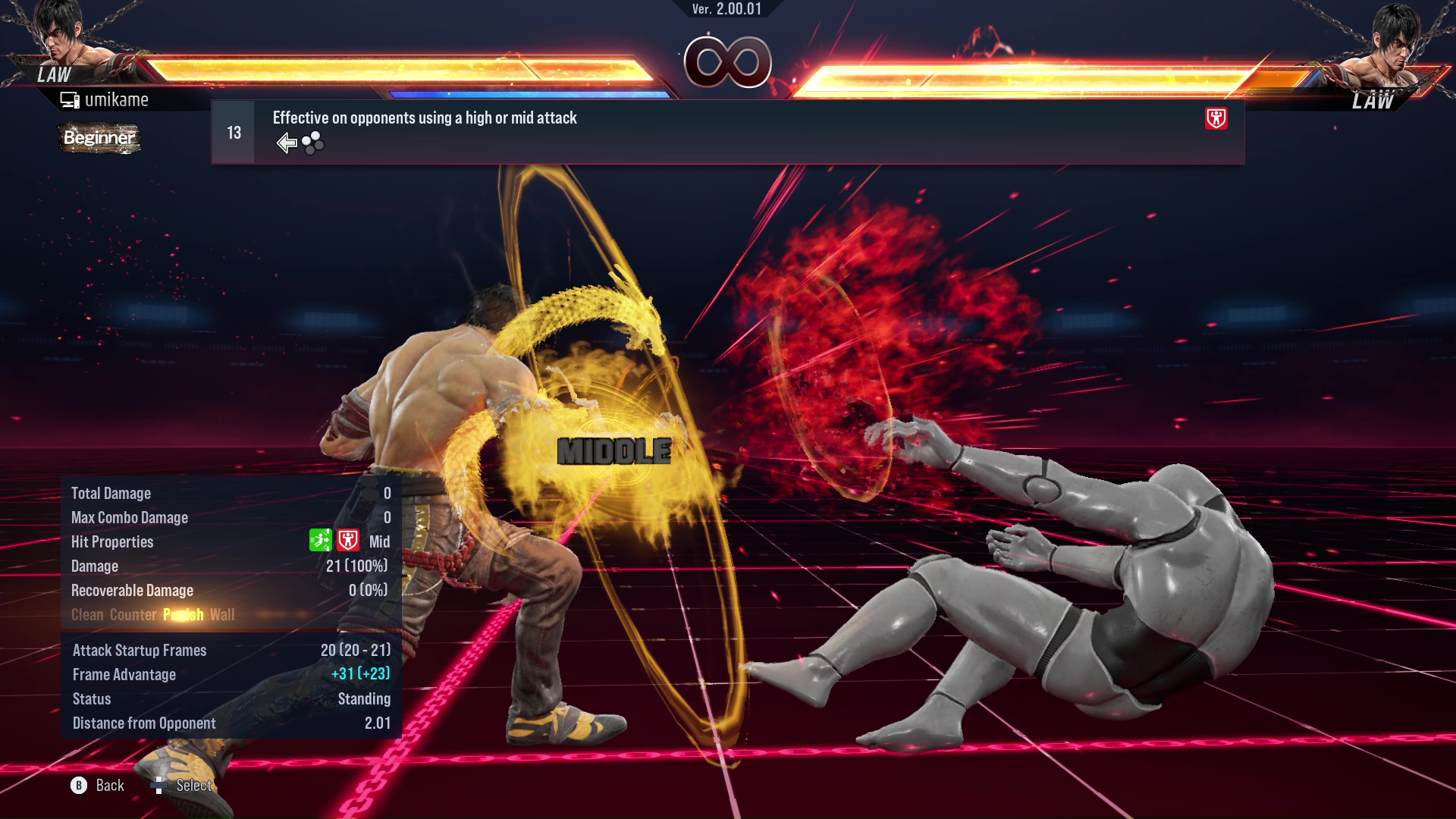 Effective on opponents using a high or mid attack