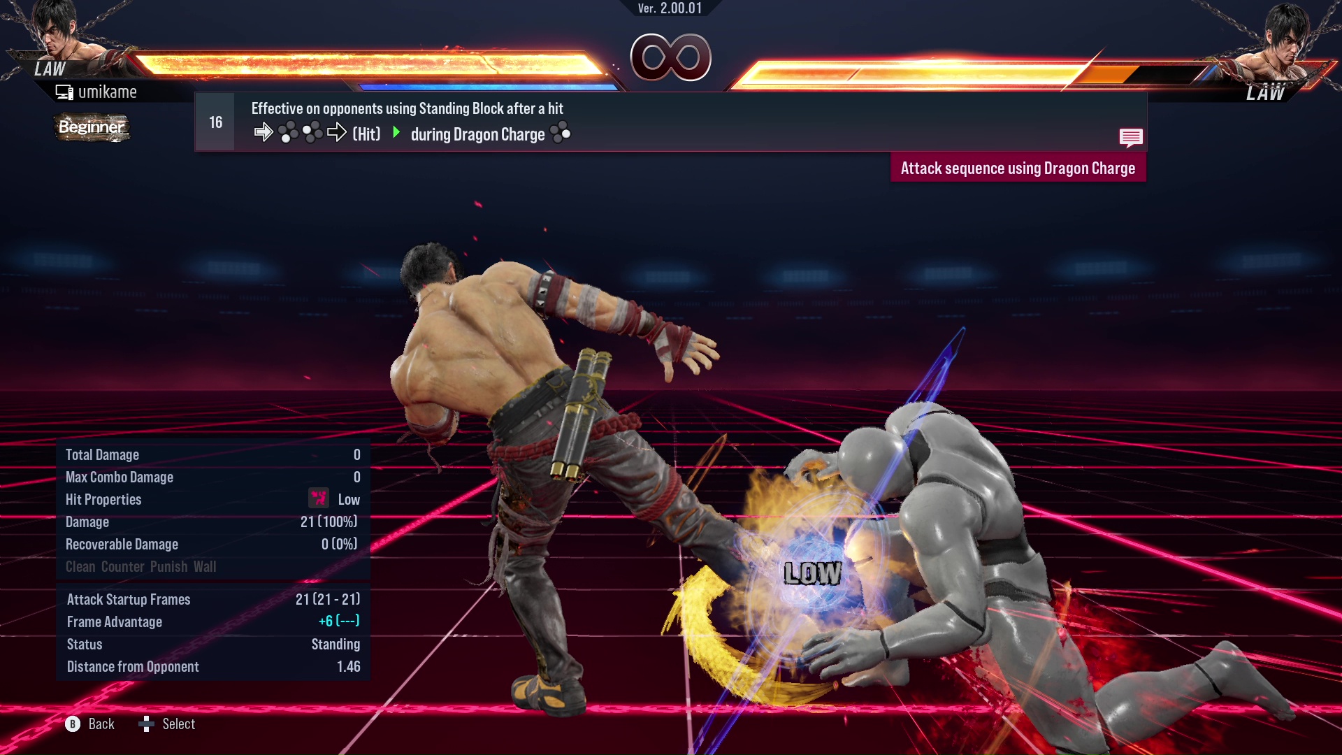 Effective on opponents using Standing Block after a hit