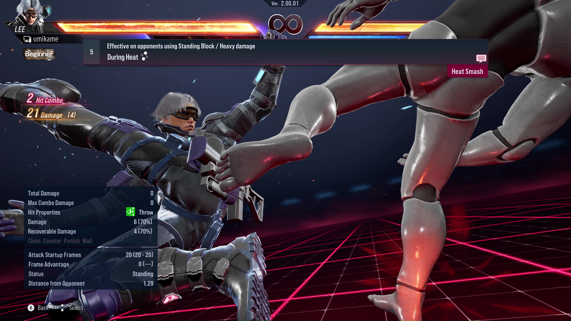 Effective on opponents using Standing Block / Heavy damage