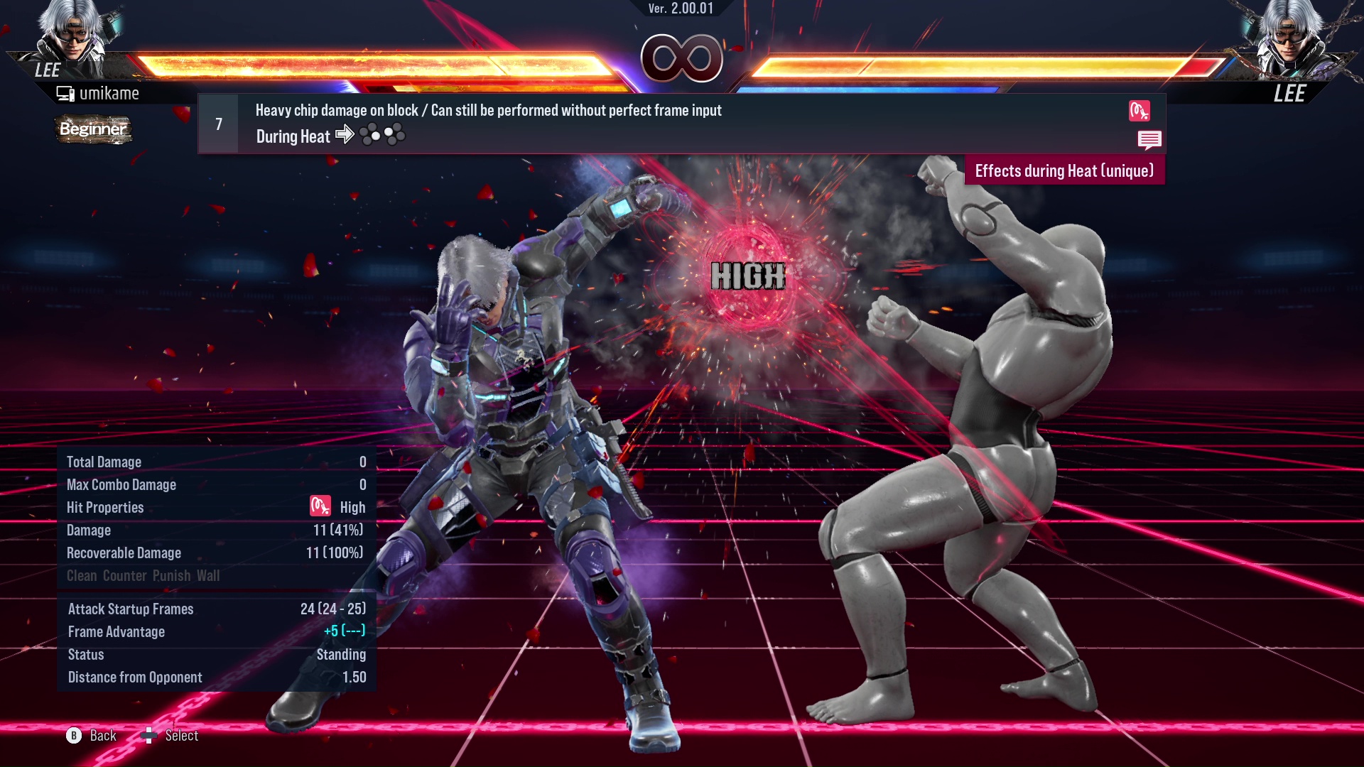 Heavy chip damage on block / Can still be performed without perfect frame input