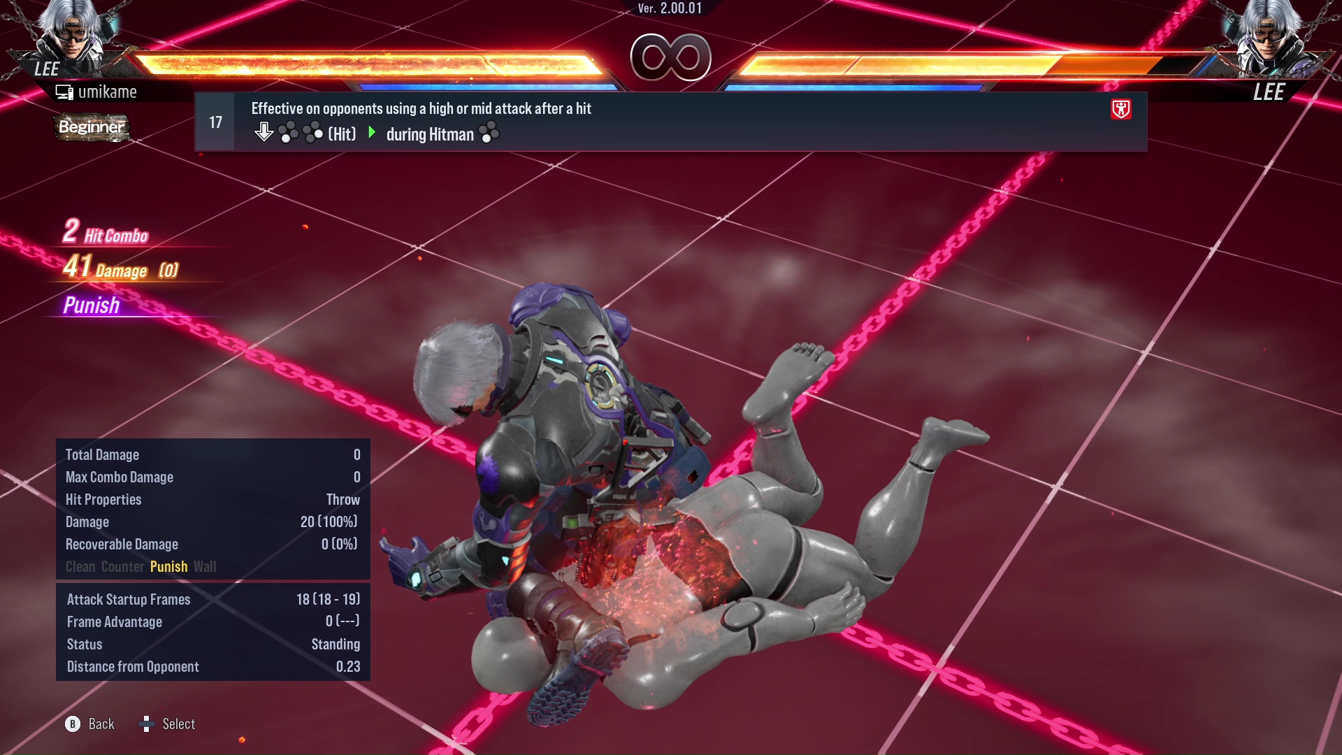 Effective on opponents using a high or mid attack after a hit